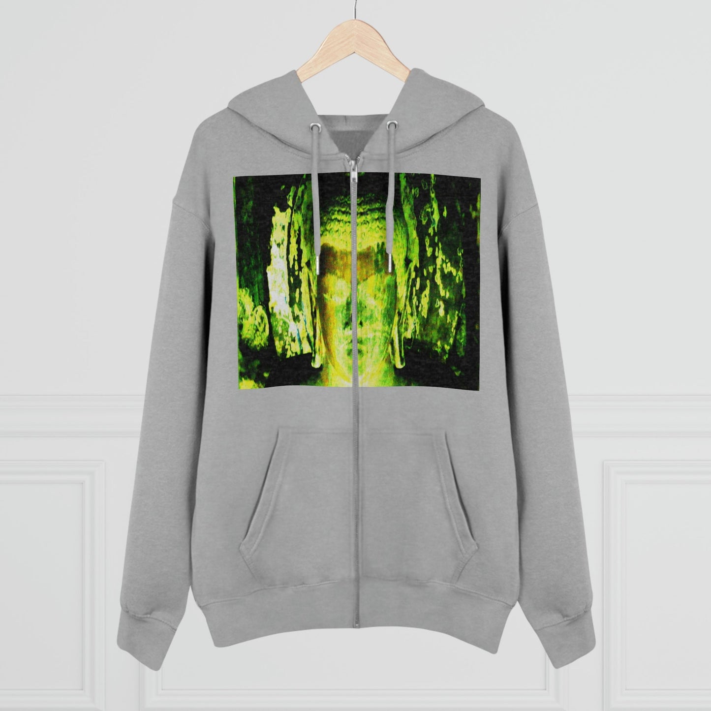 Printed in Germany - Men's Iconic Cultivator Zip Hoodie - 85% organic cotton & Heavy Fabric - eco-fashion - Buddha in Nirvana from Ajanta caves India and Thai Children Buddhis Monks - Green Forest Home