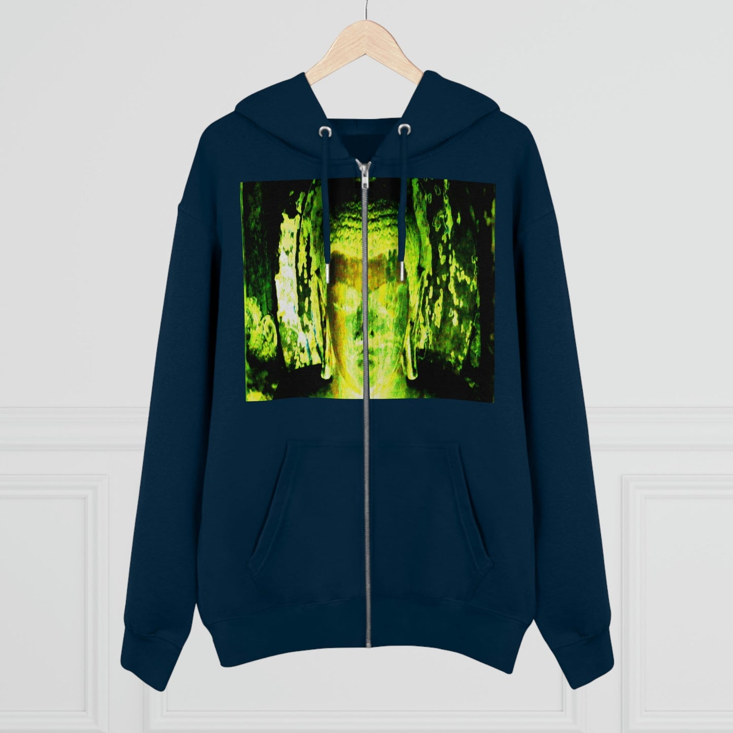 Printed in Germany - Men's Iconic Cultivator Zip Hoodie - 85% organic cotton & Heavy Fabric - eco-fashion - Buddha in Nirvana from Ajanta caves India and Thai Children Buddhis Monks - Green Forest Home