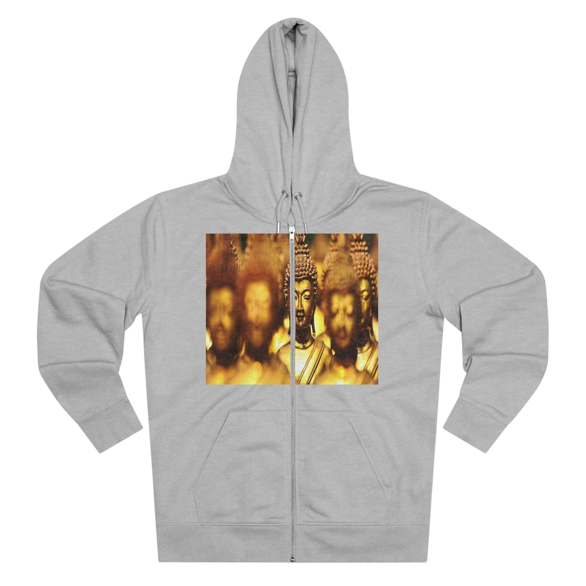 Printed in Germany - Men's Iconic Cultivator Zip Hoodie - 85% organic cotton & Heavy Fabric - eco-fashion - Buddhas/ Tara Compassion - Thai statues and Tara image from Smithonian WA DC 😇 - Green Forest Home