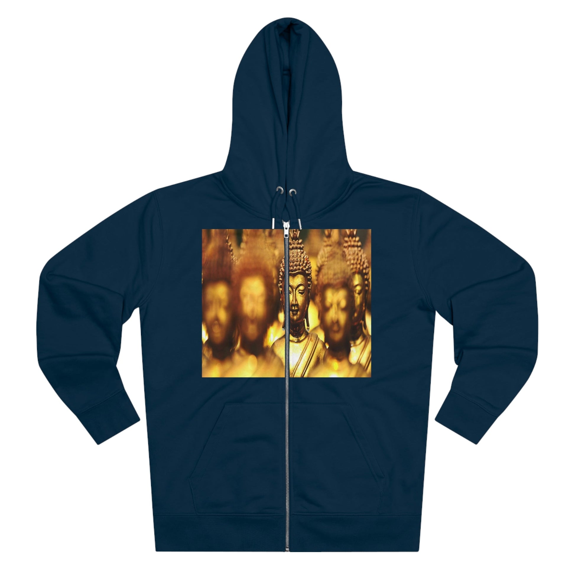 Printed in Germany - Men's Iconic Cultivator Zip Hoodie - 85% organic cotton & Heavy Fabric - eco-fashion - Buddhas/ Tara Compassion - Thai statues and Tara image from Smithonian WA DC 😇 - Green Forest Home