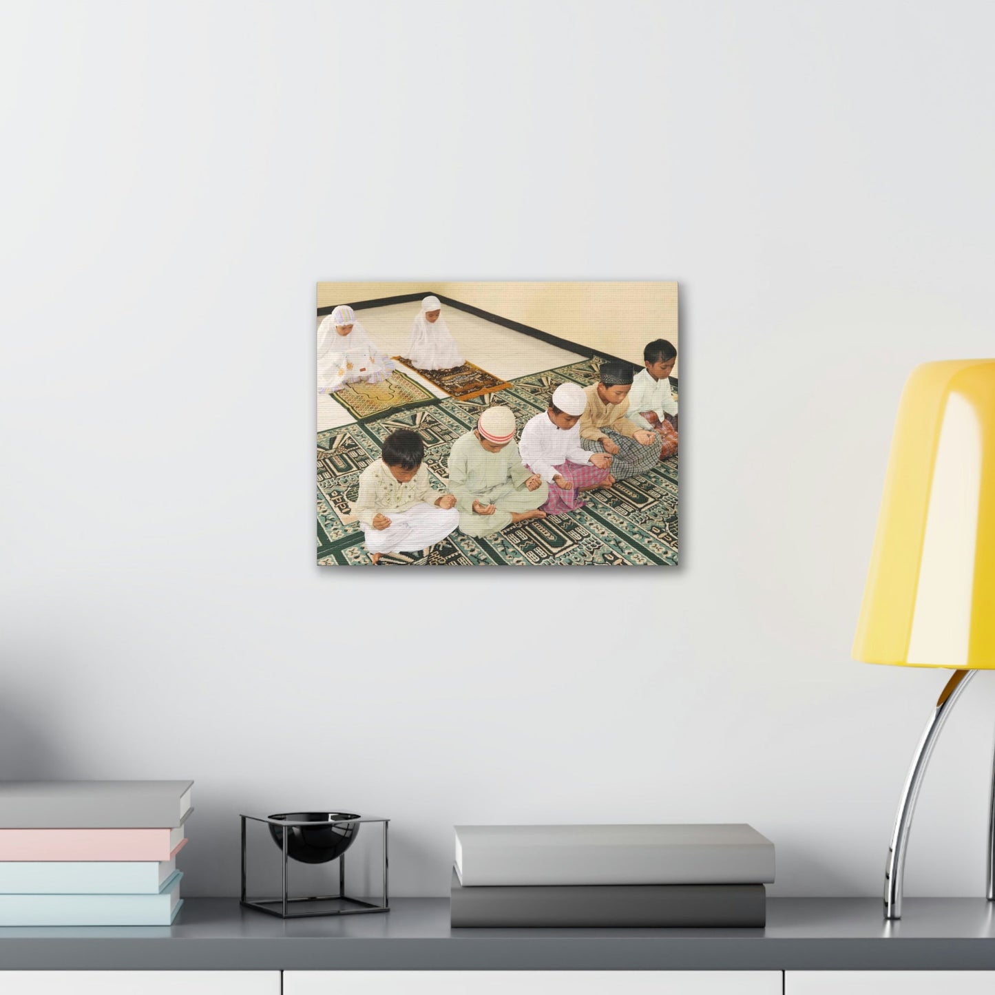 Printed in USA - Canvas Gallery Wraps - Children in prayer in Mosque - Islam - Green Forest Home