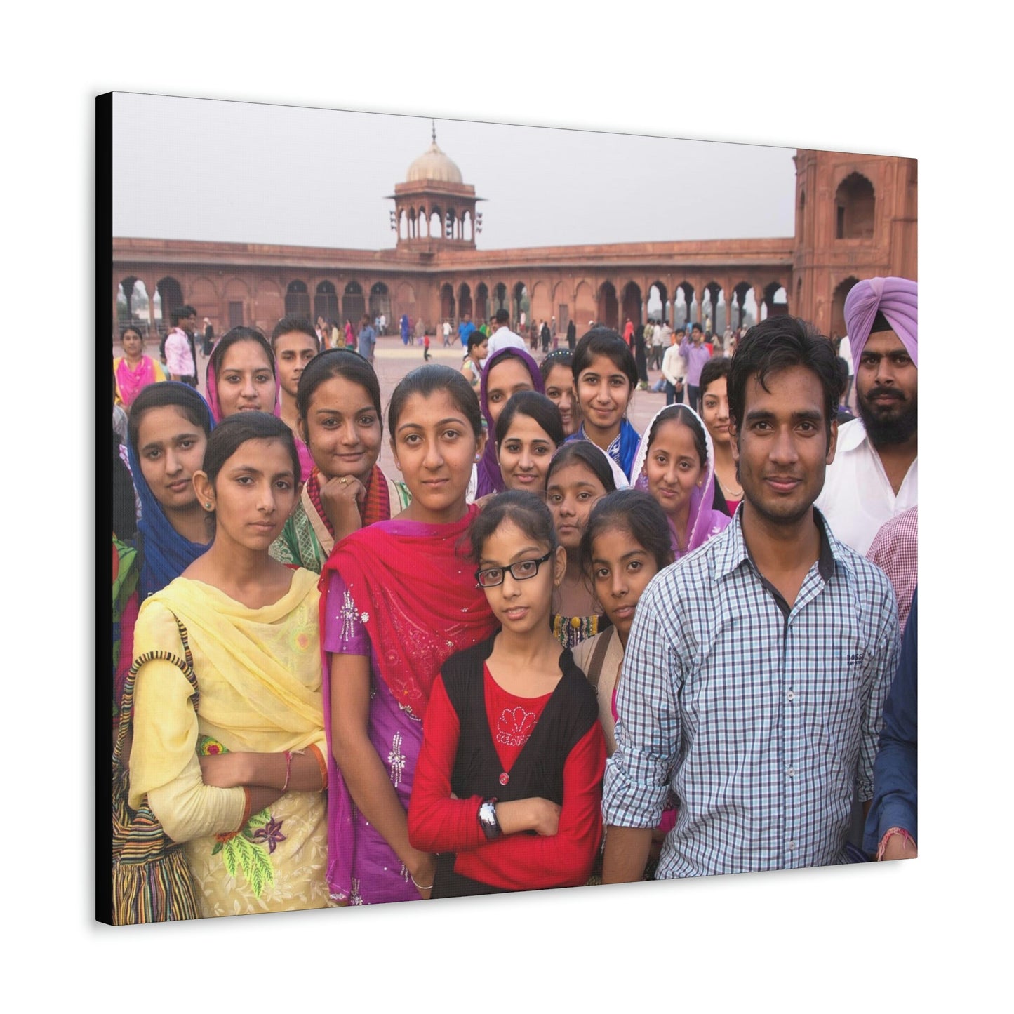 Printed in USA - Canvas Gallery Wraps - Group at Jama Masjid in Delhi India - Capacity 25,000 - Islam - Green Forest Home