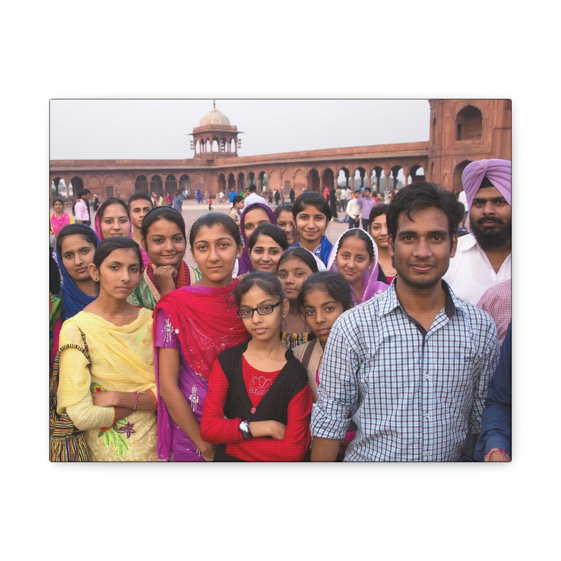 Printed in USA - Canvas Gallery Wraps - Group at Jama Masjid in Delhi India - Capacity 25,000 - Islam - Green Forest Home