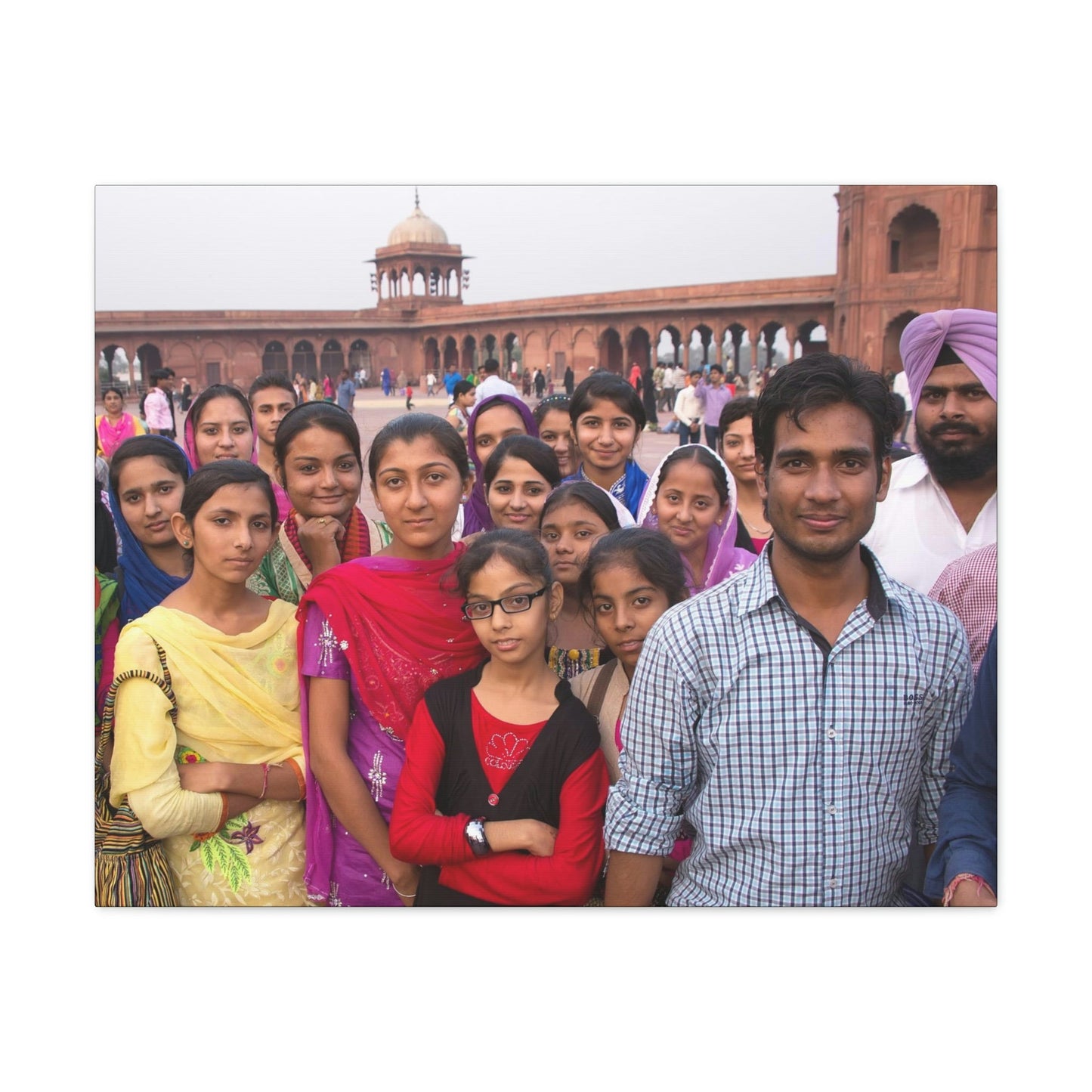 Printed in USA - Canvas Gallery Wraps - Group at Jama Masjid in Delhi India - Capacity 25,000 - Islam - Green Forest Home