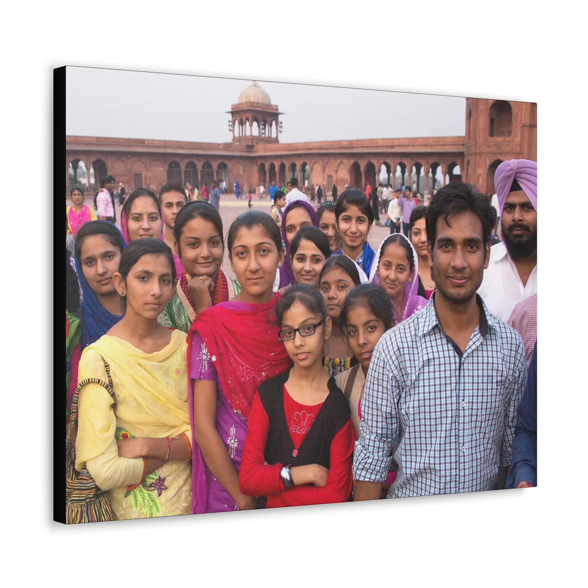 Printed in USA - Canvas Gallery Wraps - Group at Jama Masjid in Delhi India - Capacity 25,000 - Islam - Green Forest Home