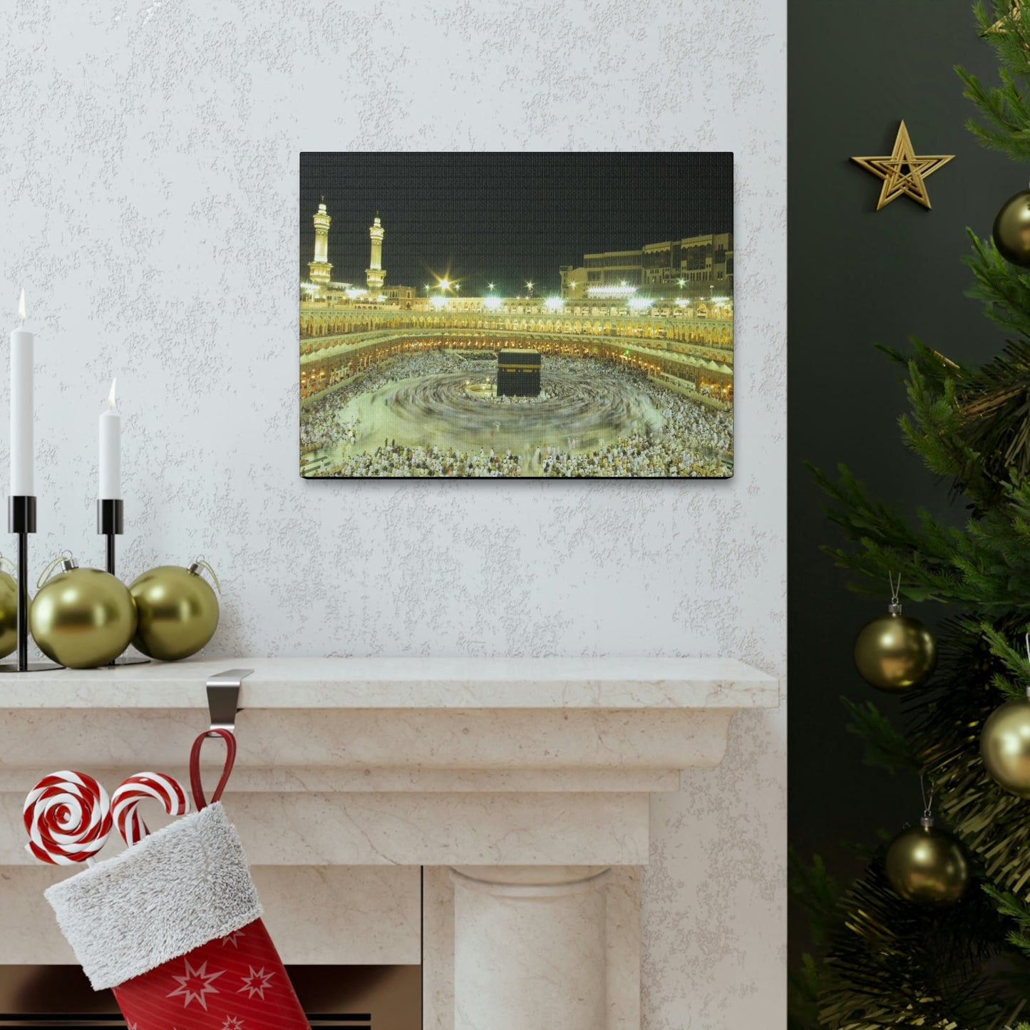 Printed in USA - Canvas Gallery Wraps - Holly Kaaba in Mecca, Saudi Arabia - UAE - Islam - Green Forest Home