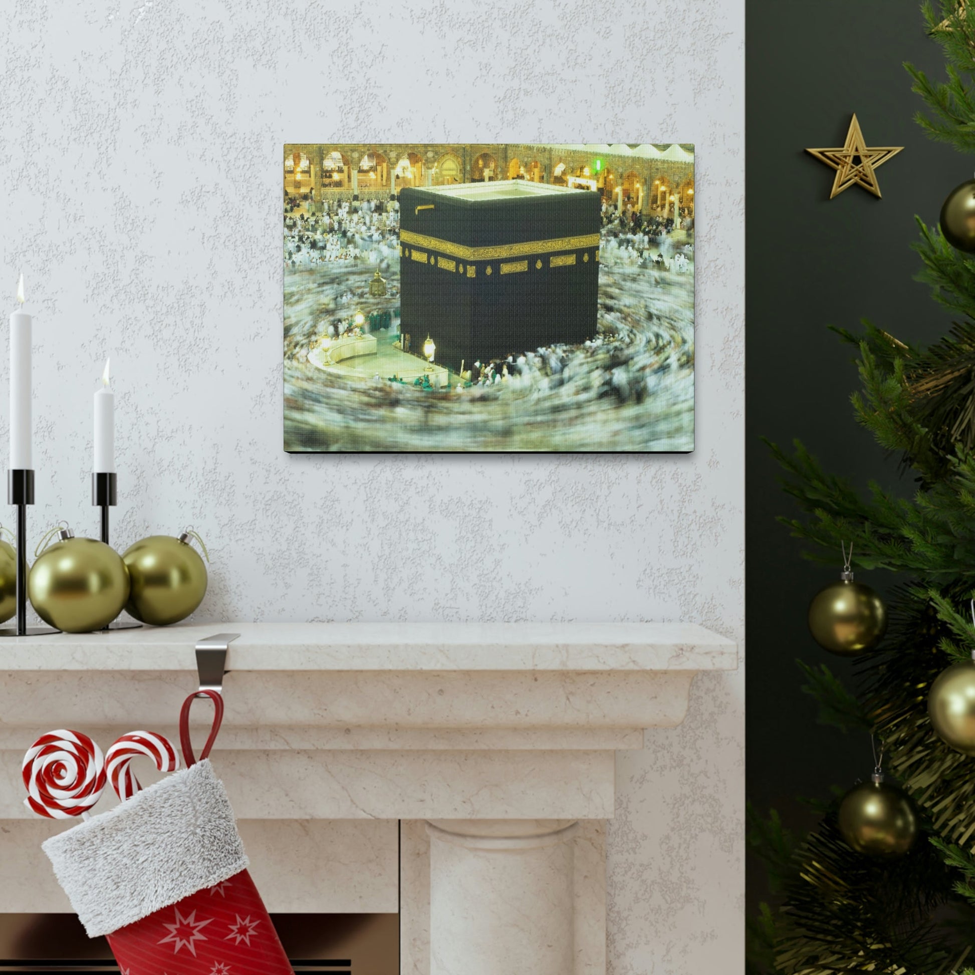 Printed in USA - Canvas Gallery Wraps - Holly Kaaba in Mecca, Saudi Arabia - UAE - Islam - Green Forest Home