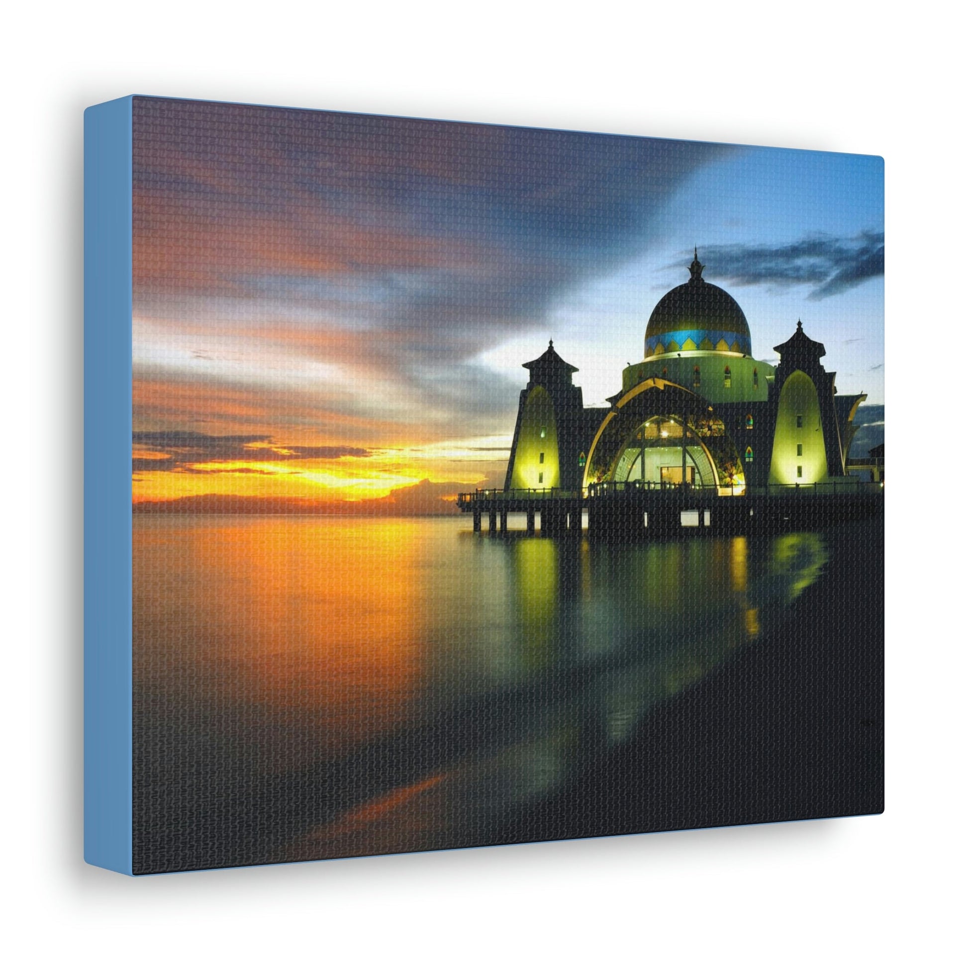 Printed in USA - Canvas Gallery Wraps - Melaka Straits Mosque - Floating mosque - Malaysia - Islam - Green Forest Home