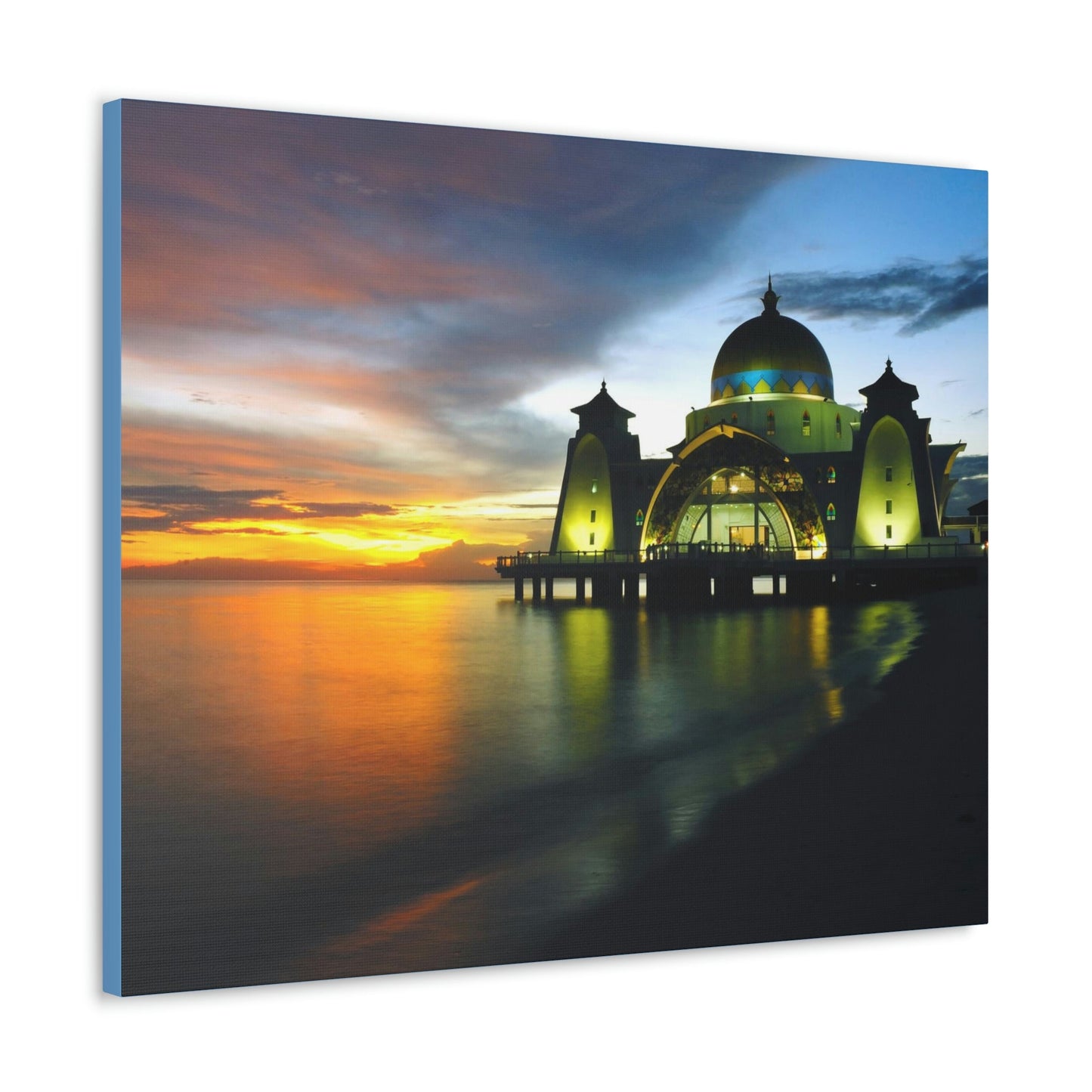 Printed in USA - Canvas Gallery Wraps - Melaka Straits Mosque - Floating mosque - Malaysia - Islam - Green Forest Home