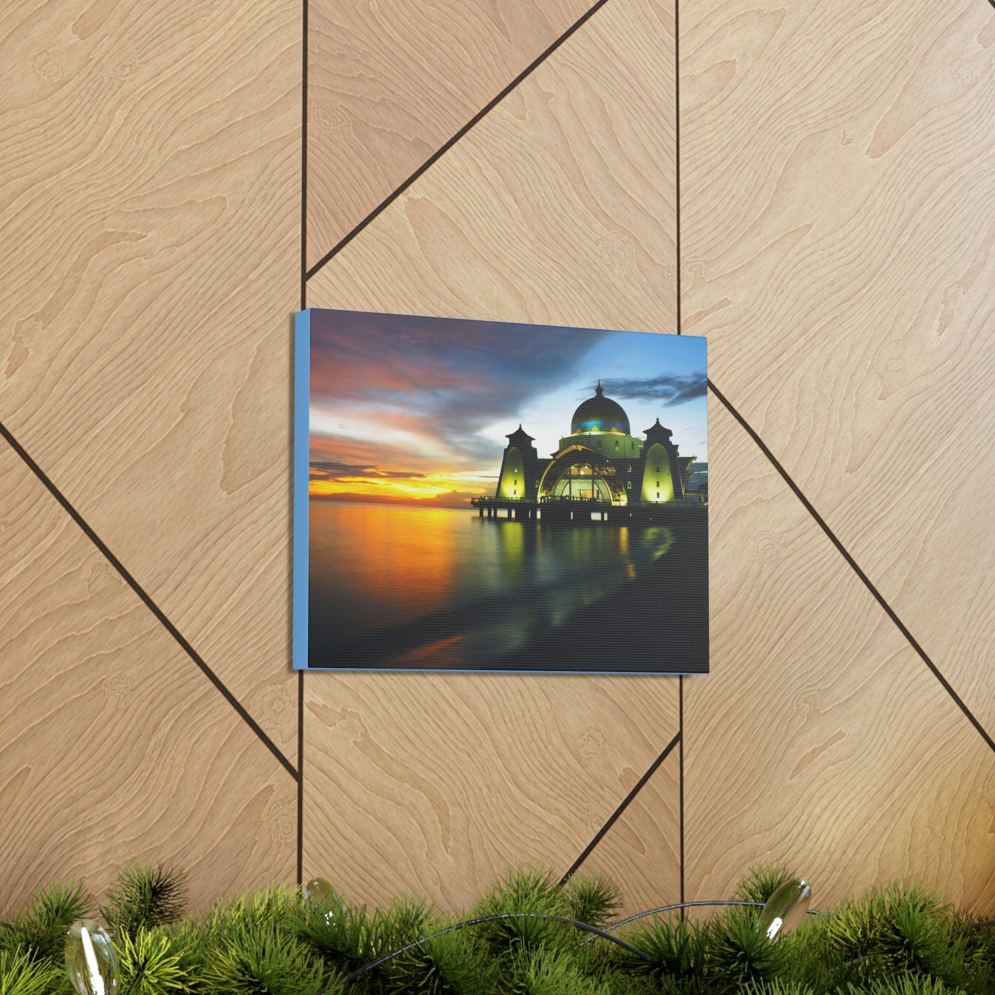 Printed in USA - Canvas Gallery Wraps - Melaka Straits Mosque - Floating mosque - Malaysia - Islam - Green Forest Home