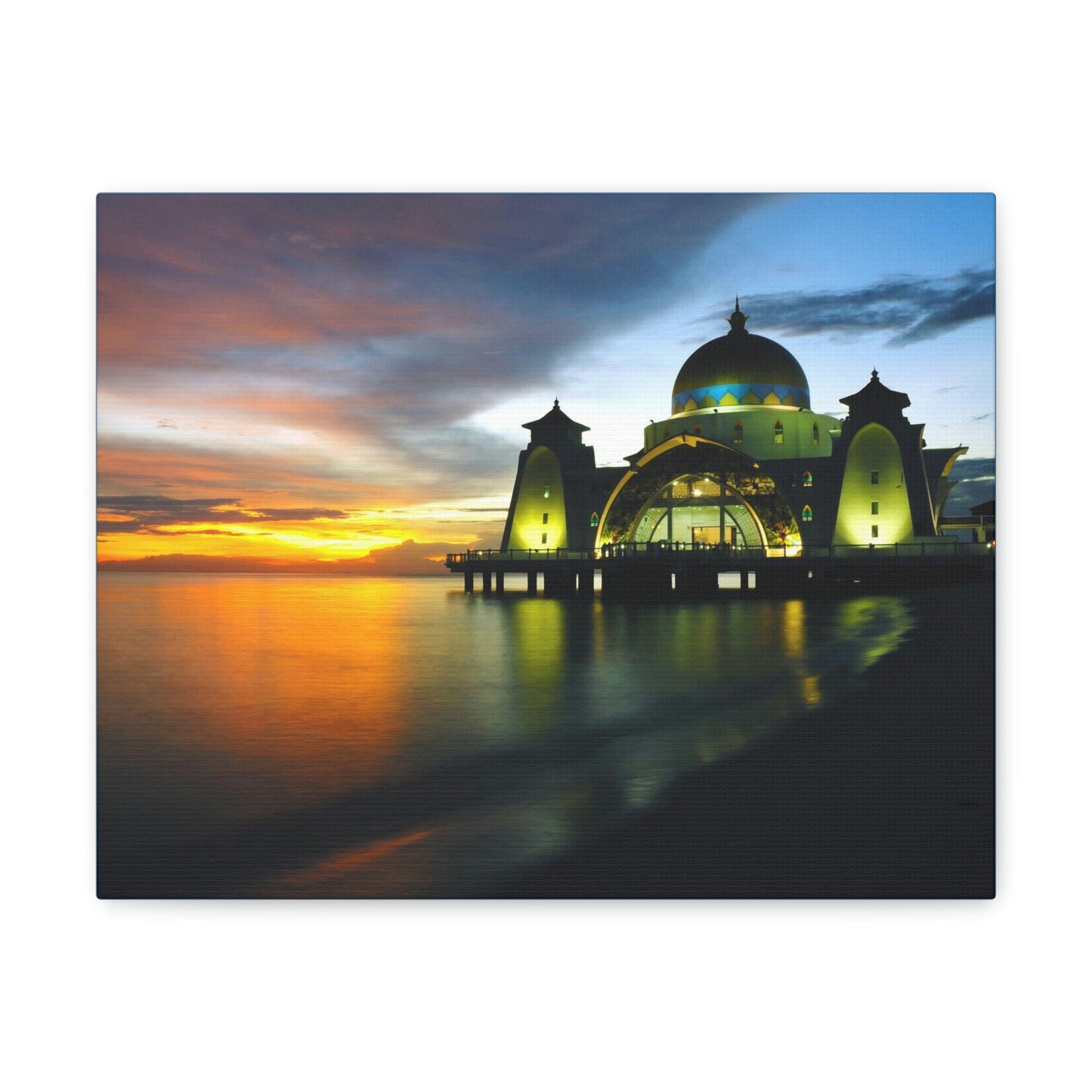 Printed in USA - Canvas Gallery Wraps - Melaka Straits Mosque - Floating mosque - Malaysia - Islam - Green Forest Home