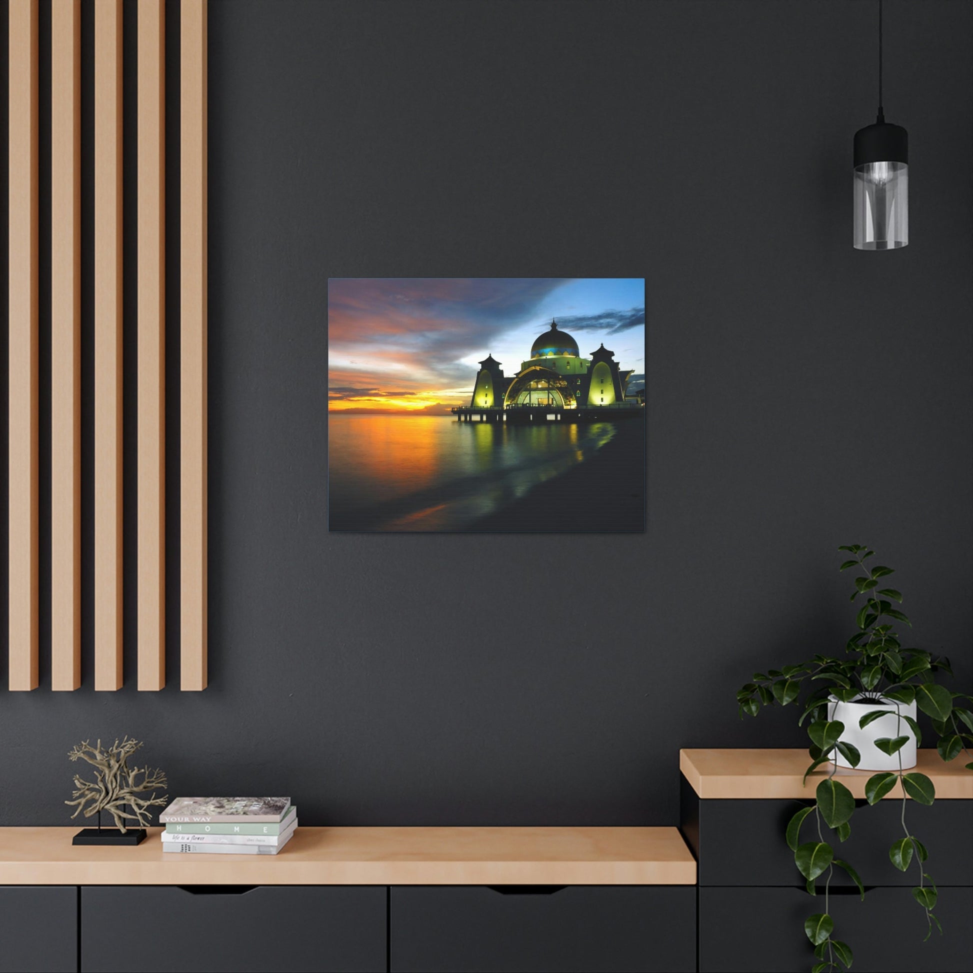 Printed in USA - Canvas Gallery Wraps - Melaka Straits Mosque - Floating mosque - Malaysia - Islam - Green Forest Home