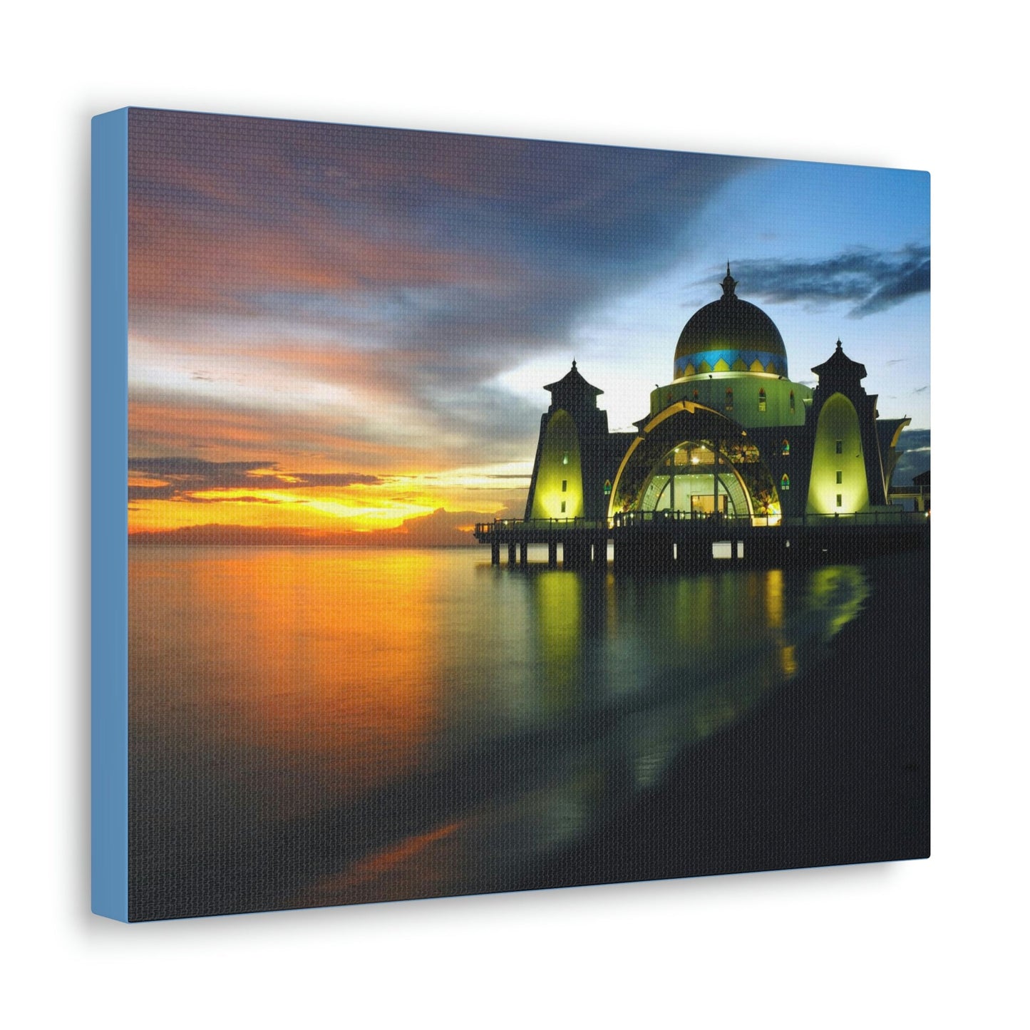 Printed in USA - Canvas Gallery Wraps - Melaka Straits Mosque - Floating mosque - Malaysia - Islam - Green Forest Home