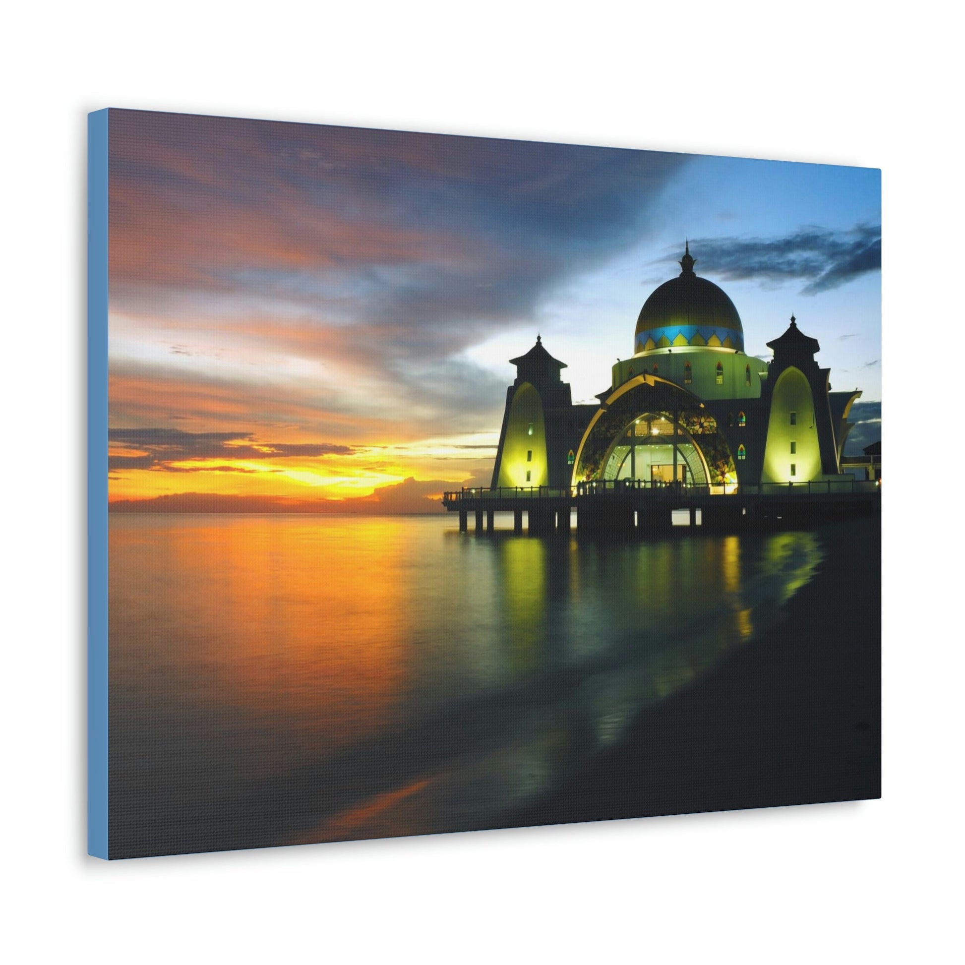 Printed in USA - Canvas Gallery Wraps - Melaka Straits Mosque - Floating mosque - Malaysia - Islam - Green Forest Home