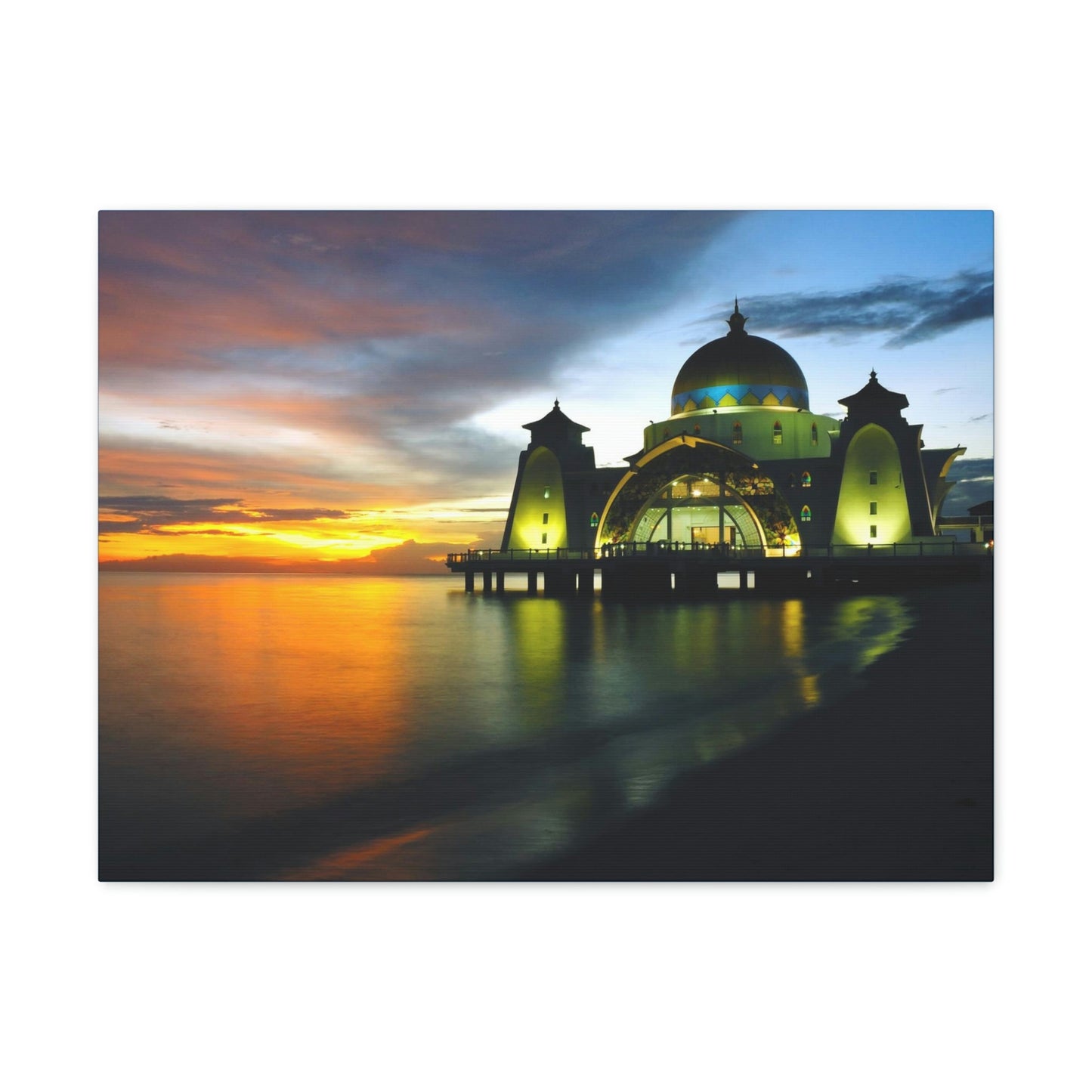 Printed in USA - Canvas Gallery Wraps - Melaka Straits Mosque - Floating mosque - Malaysia - Islam - Green Forest Home