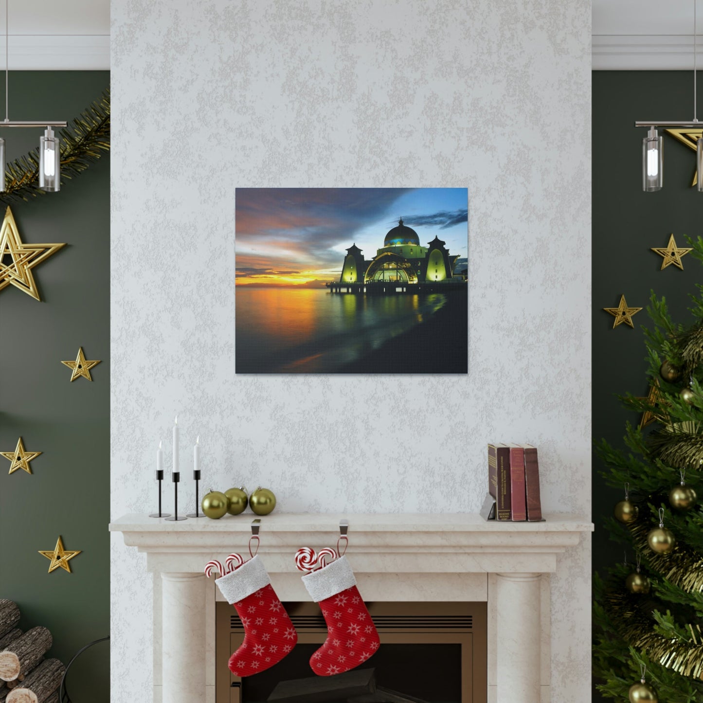 Printed in USA - Canvas Gallery Wraps - Melaka Straits Mosque - Floating mosque - Malaysia - Islam - Green Forest Home