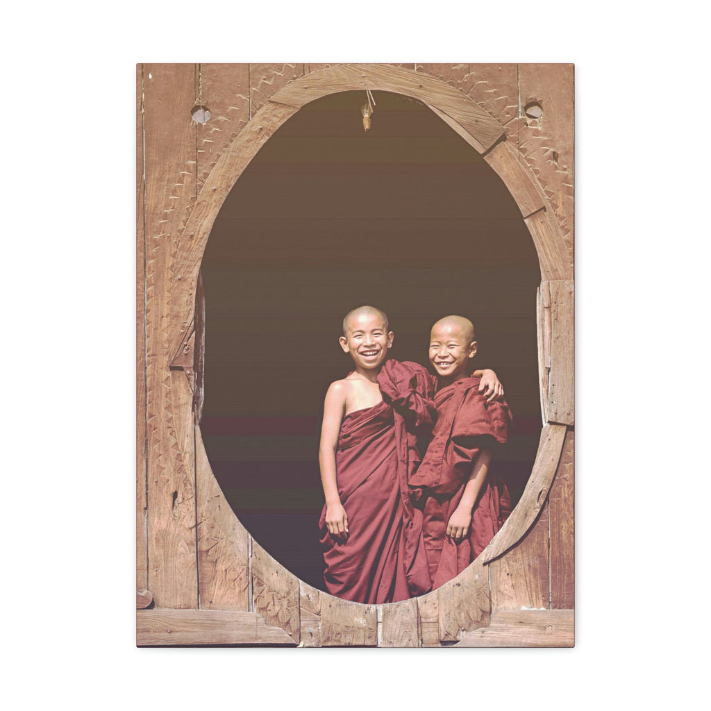 Printed in USA - Canvas Gallery Wraps - Novice Buddhist Monks at Shwe Yan Pyay Monastery - Myanmar - Buddhism - Green Forest Home