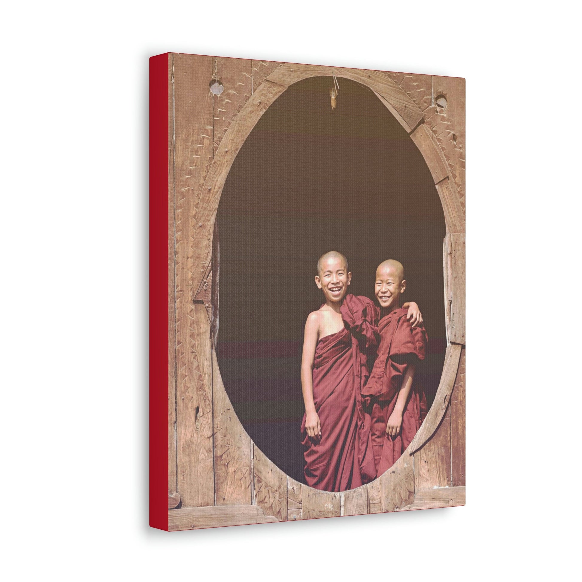 Printed in USA - Canvas Gallery Wraps - Novice Buddhist Monks at Shwe Yan Pyay Monastery - Myanmar - Buddhism - Green Forest Home