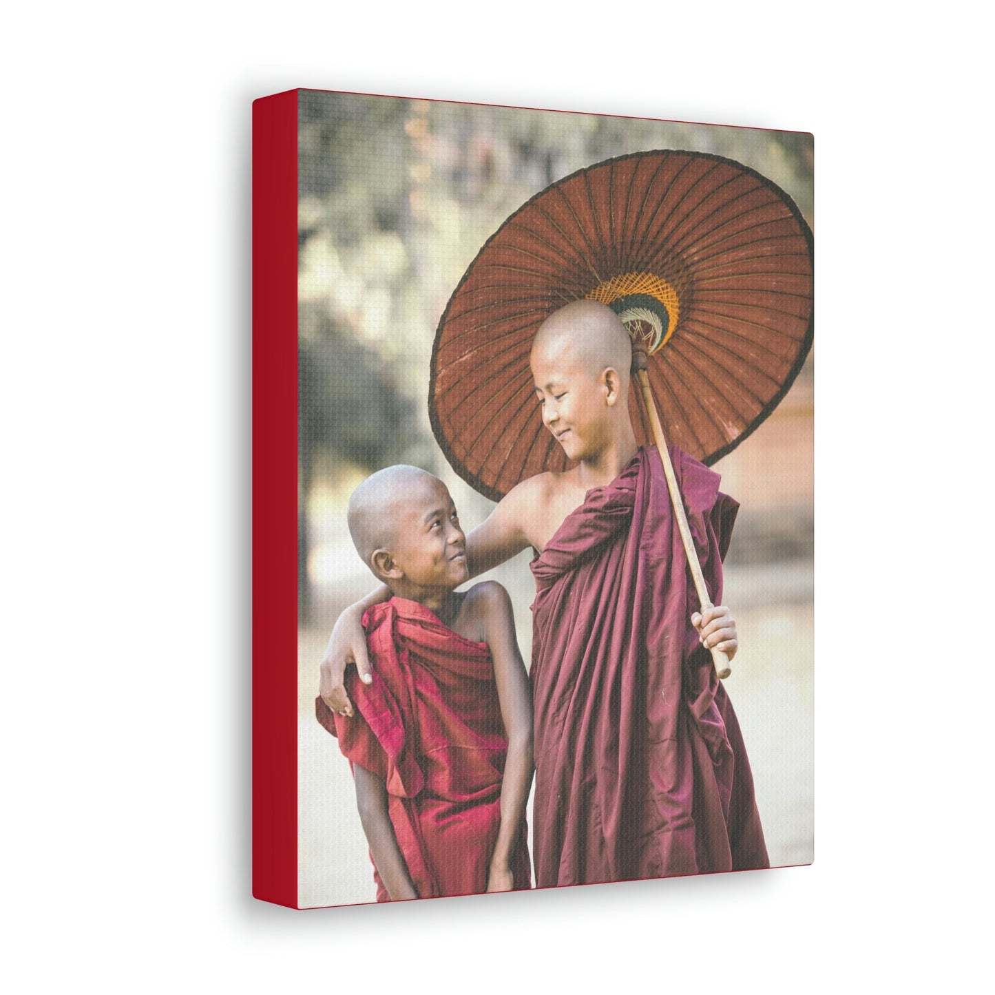 Printed in USA - Canvas Gallery Wraps - Novice Buddhist Monks at Shwe Yan Pyay Monastery - Myanmar - Buddhism - Green Forest Home