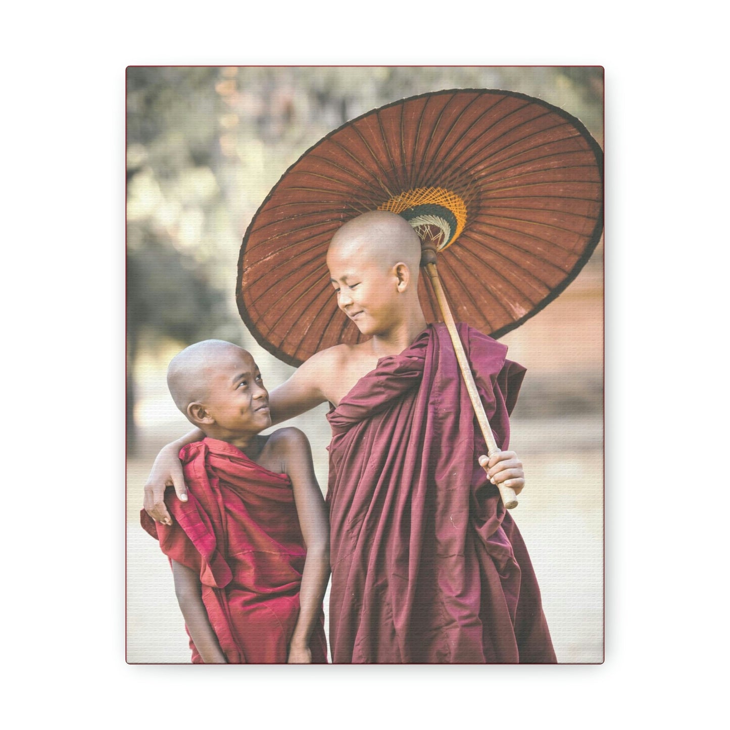 Printed in USA - Canvas Gallery Wraps - Novice Buddhist Monks at Shwe Yan Pyay Monastery - Myanmar - Buddhism - Green Forest Home