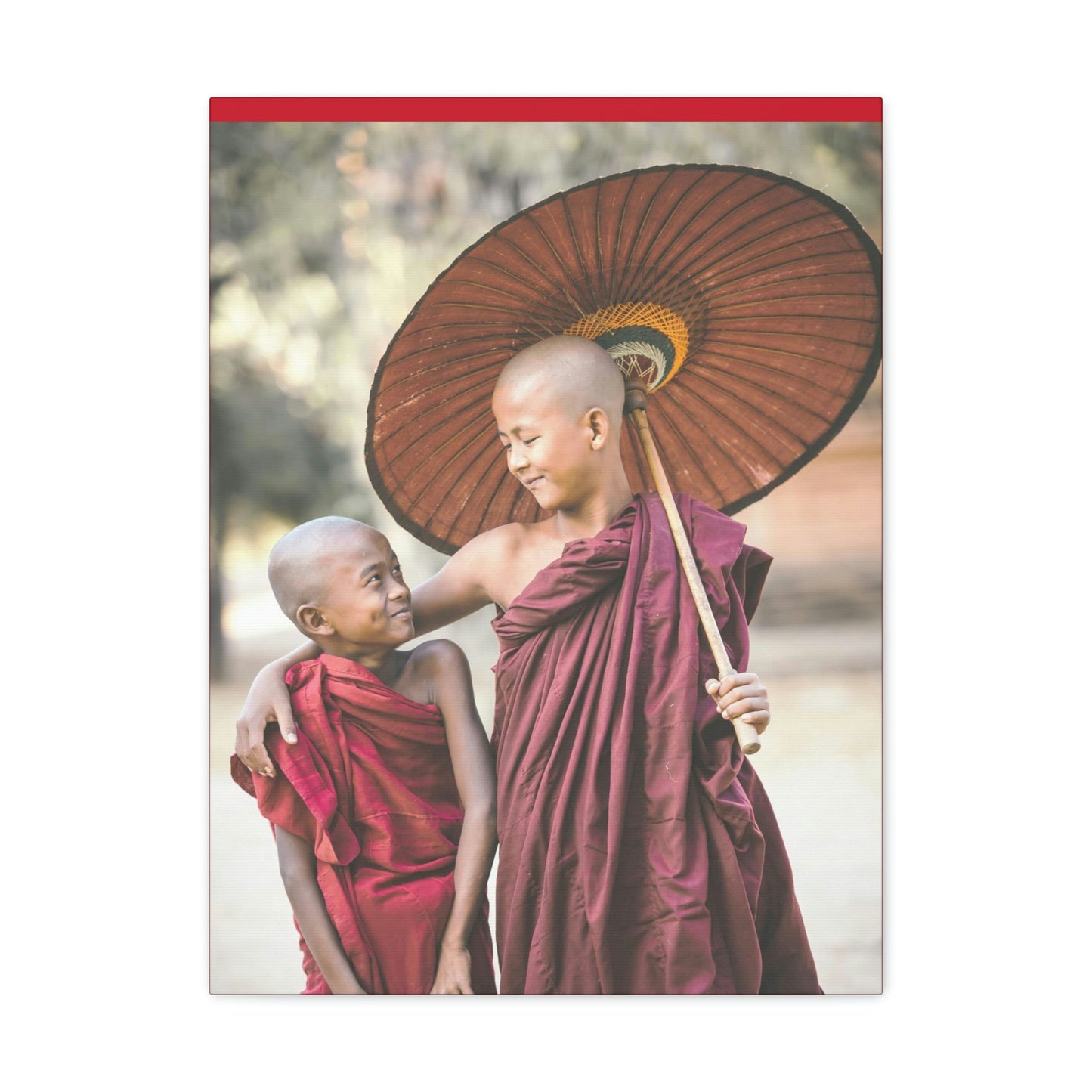 Printed in USA - Canvas Gallery Wraps - Novice Buddhist Monks at Shwe Yan Pyay Monastery - Myanmar - Buddhism - Green Forest Home