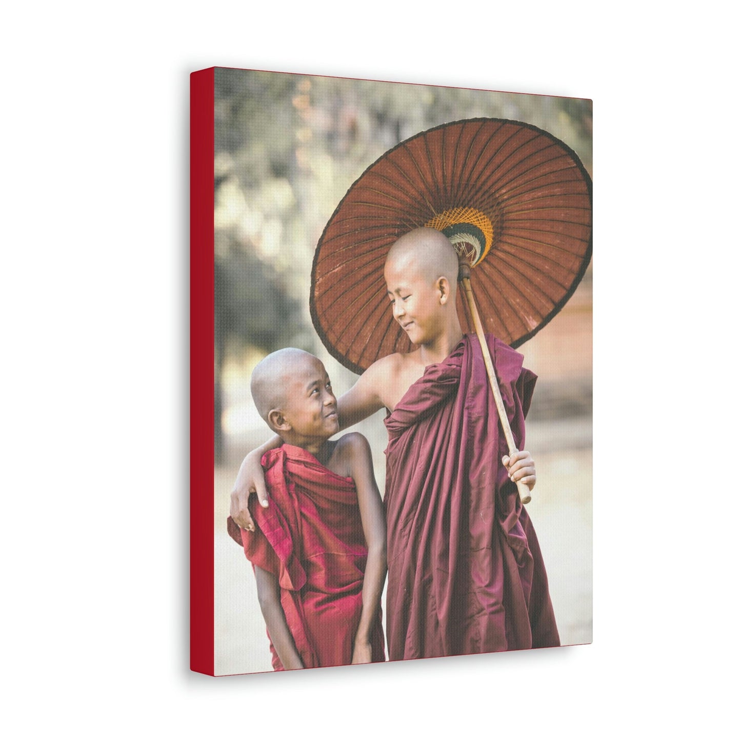 Printed in USA - Canvas Gallery Wraps - Novice Buddhist Monks at Shwe Yan Pyay Monastery - Myanmar - Buddhism - Green Forest Home