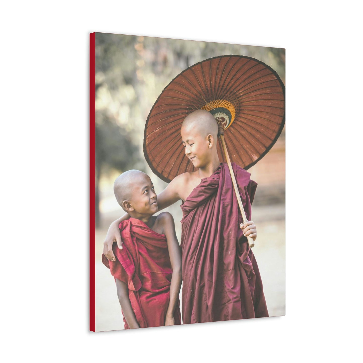 Printed in USA - Canvas Gallery Wraps - Novice Buddhist Monks at Shwe Yan Pyay Monastery - Myanmar - Buddhism - Green Forest Home