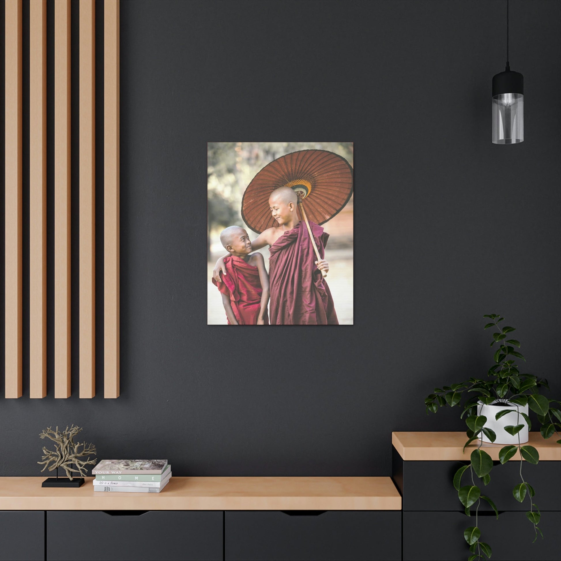 Printed in USA - Canvas Gallery Wraps - Novice Buddhist Monks at Shwe Yan Pyay Monastery - Myanmar - Buddhism - Green Forest Home