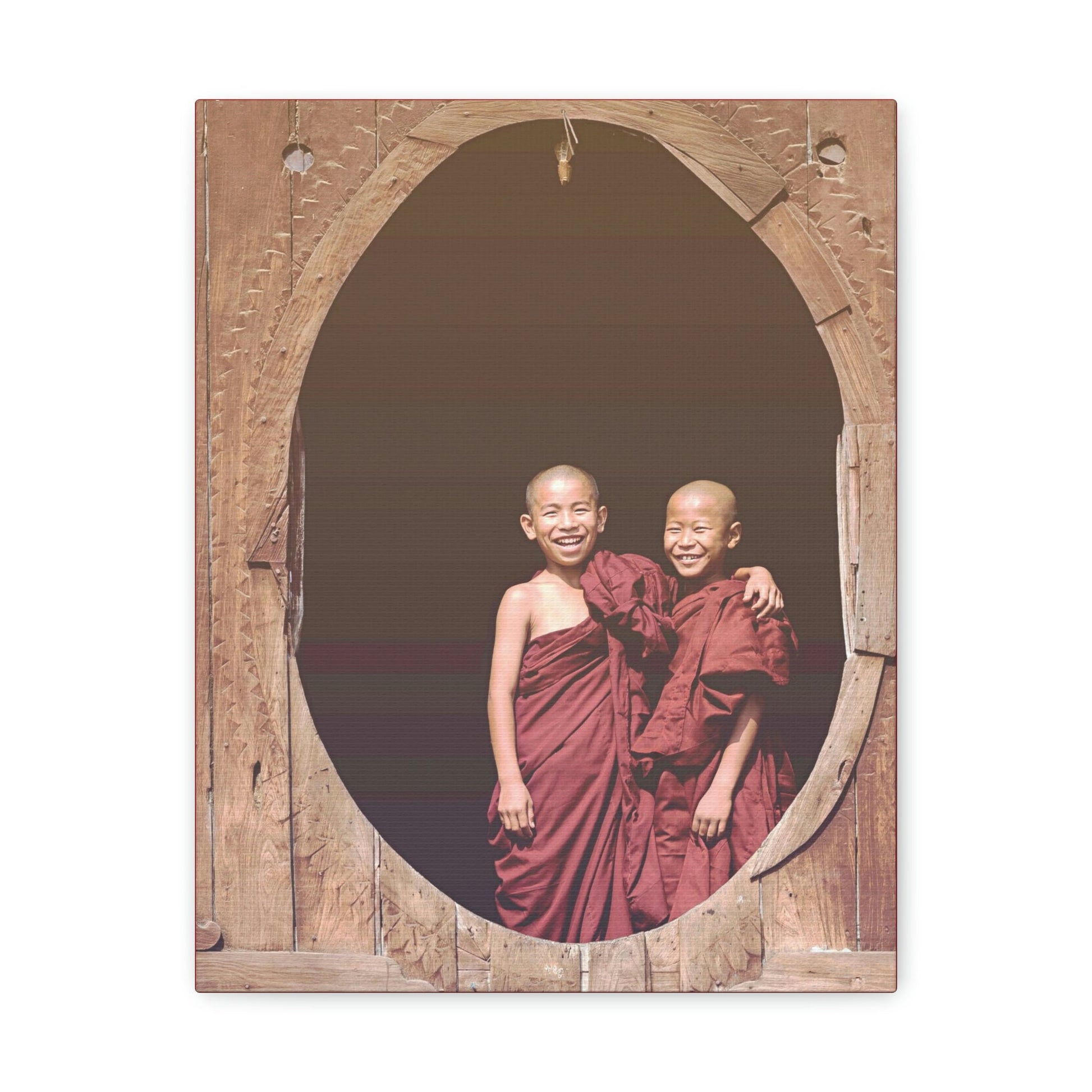 Printed in USA - Canvas Gallery Wraps - Novice Buddhist Monks at Shwe Yan Pyay Monastery - Myanmar - Buddhism - Green Forest Home