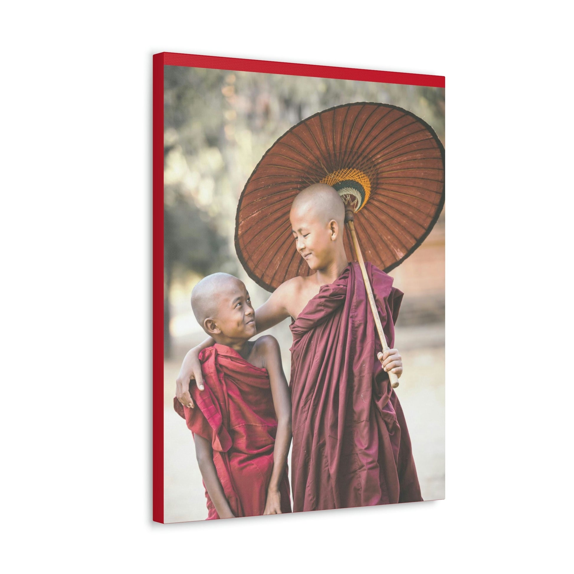 Printed in USA - Canvas Gallery Wraps - Novice Buddhist Monks at Shwe Yan Pyay Monastery - Myanmar - Buddhism - Green Forest Home