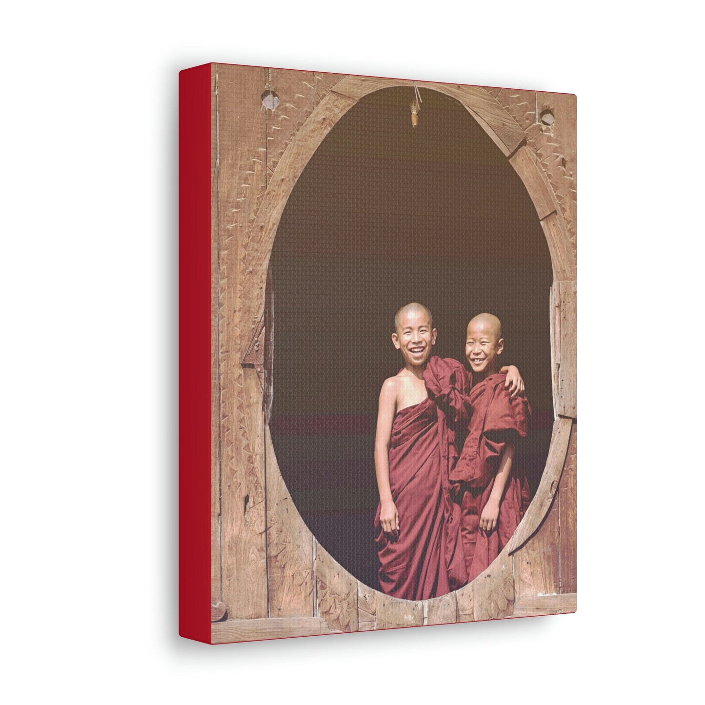 Printed in USA - Canvas Gallery Wraps - Novice Buddhist Monks at Shwe Yan Pyay Monastery - Myanmar - Buddhism - Green Forest Home