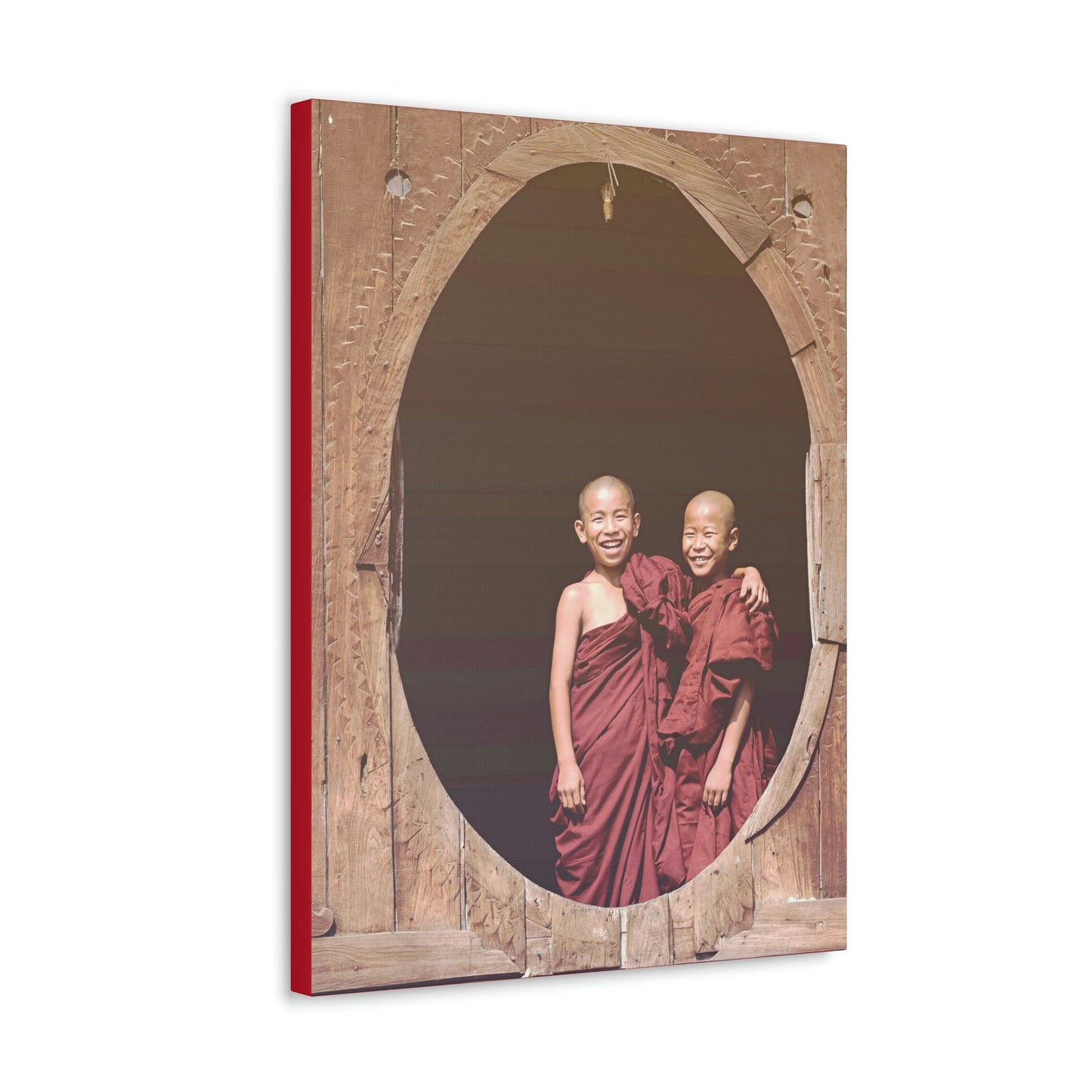 Printed in USA - Canvas Gallery Wraps - Novice Buddhist Monks at Shwe Yan Pyay Monastery - Myanmar - Buddhism - Green Forest Home