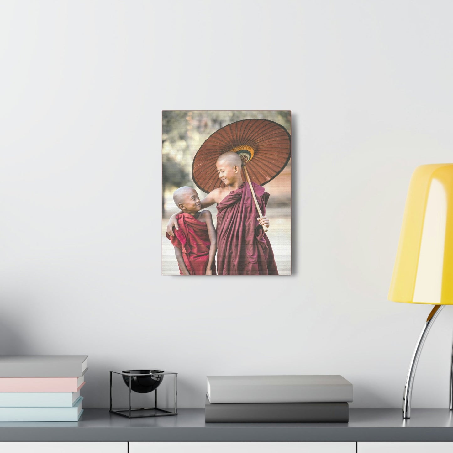 Printed in USA - Canvas Gallery Wraps - Novice Buddhist Monks at Shwe Yan Pyay Monastery - Myanmar - Buddhism - Green Forest Home