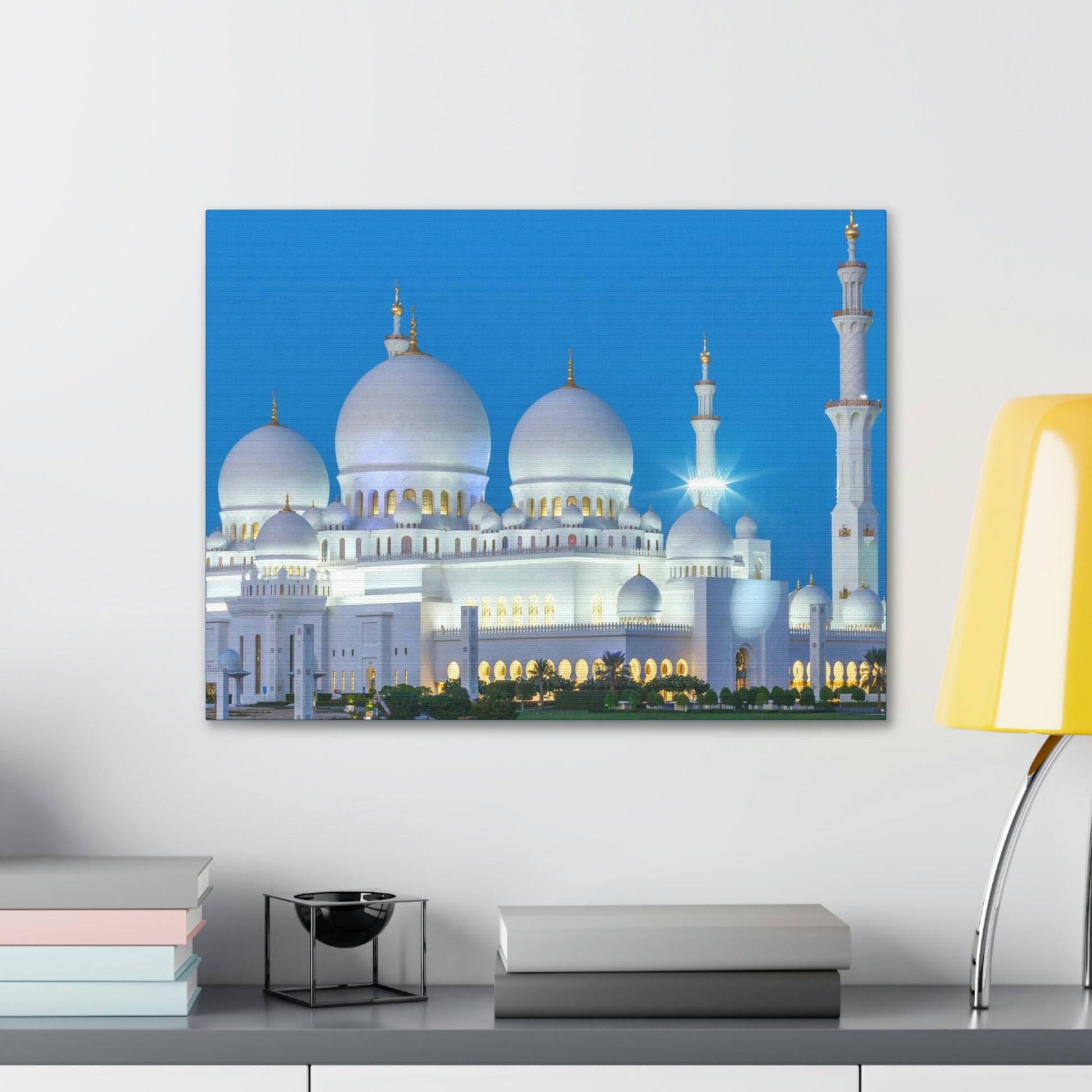 Printed in USA - Canvas Gallery Wraps - Sheikh Zayed Mosque at Night - UAE - Capacity 122,000 - Islam religion - Abu Dhabi UAE - Green Forest Home