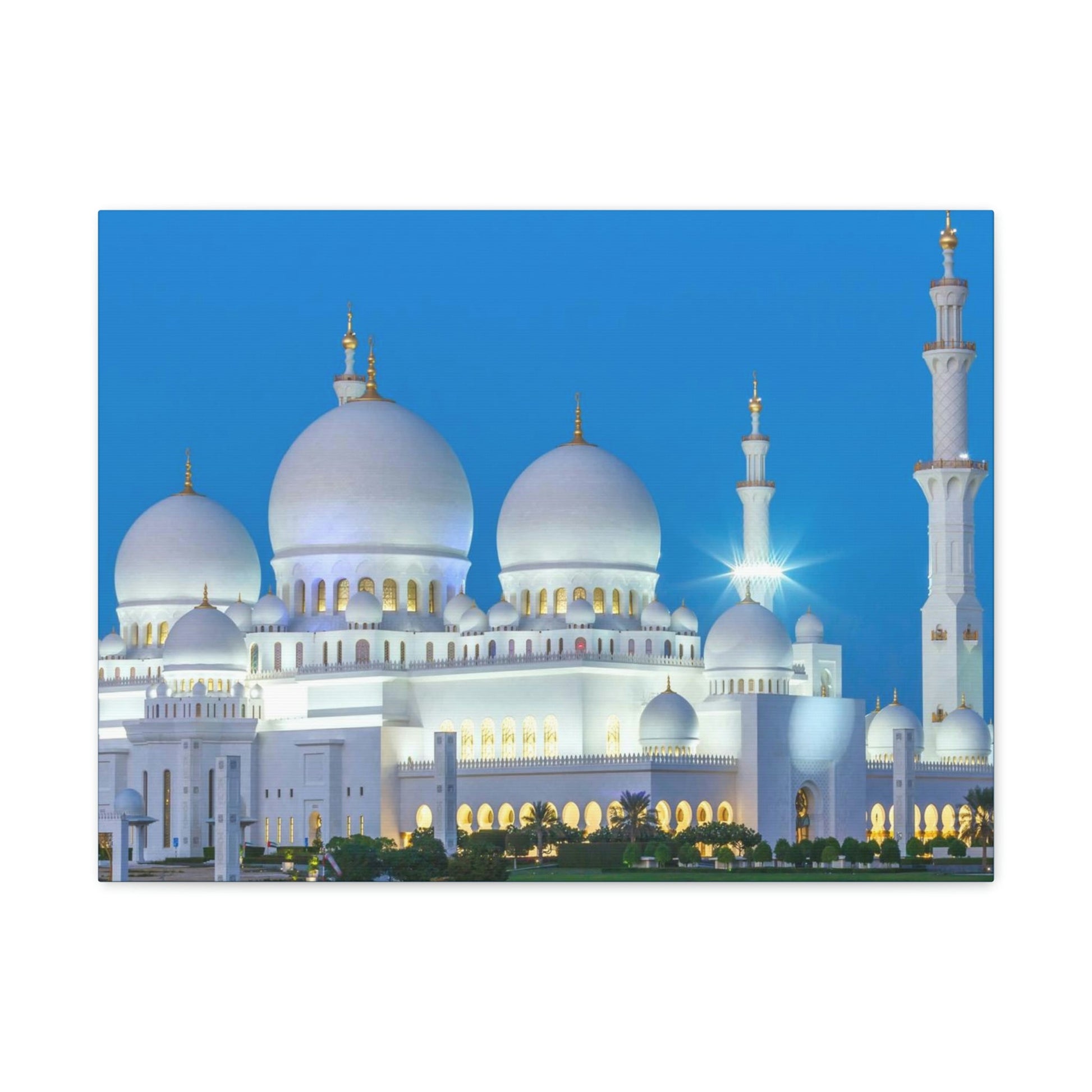 Printed in USA - Canvas Gallery Wraps - Sheikh Zayed Mosque at Night - UAE - Capacity 122,000 - Islam religion - Abu Dhabi UAE - Green Forest Home