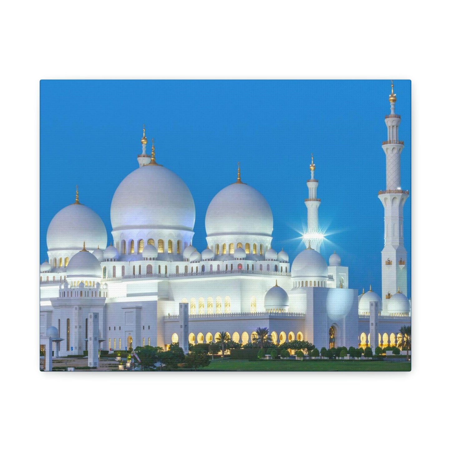 Printed in USA - Canvas Gallery Wraps - Sheikh Zayed Mosque at Night - UAE - Capacity 122,000 - Islam religion - Abu Dhabi UAE - Green Forest Home