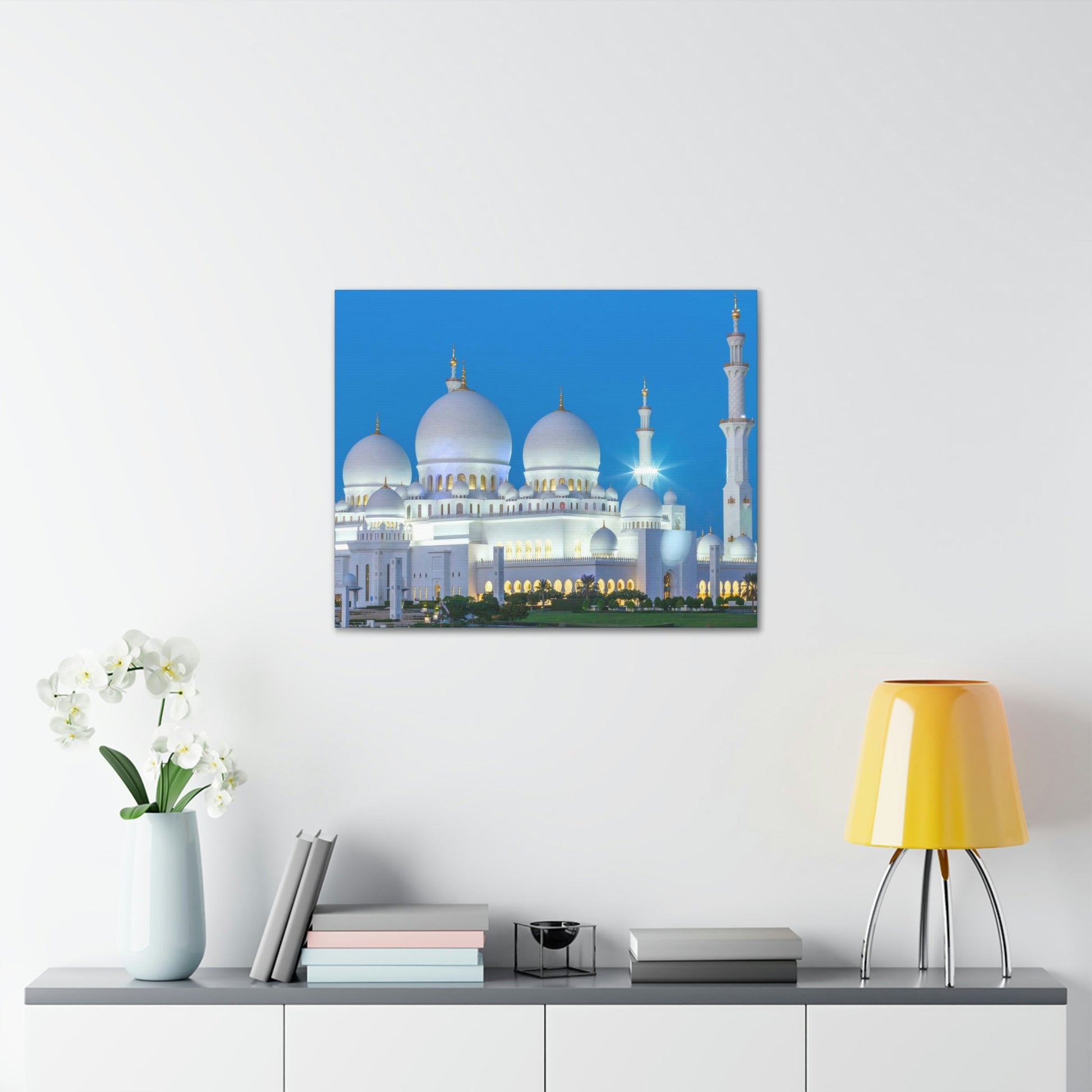 Printed in USA - Canvas Gallery Wraps - Sheikh Zayed Mosque at Night - UAE - Capacity 122,000 - Islam religion - Abu Dhabi UAE - Green Forest Home