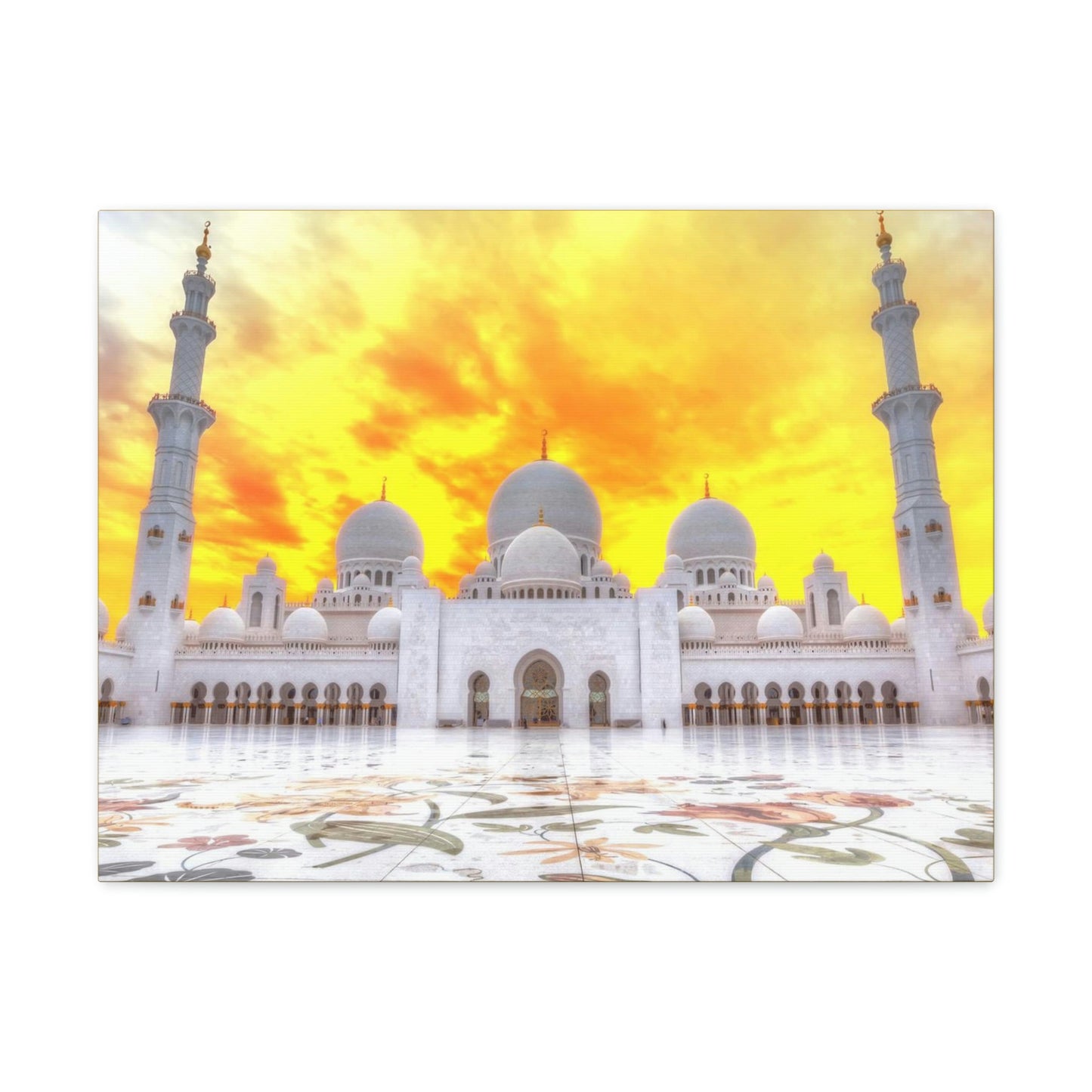 Printed in USA - Canvas Gallery Wraps - Sheikh Zayed Mosque at Night - UAE - Capacity 122,000 - Islam religion - Abu Dhabi UAE - Green Forest Home