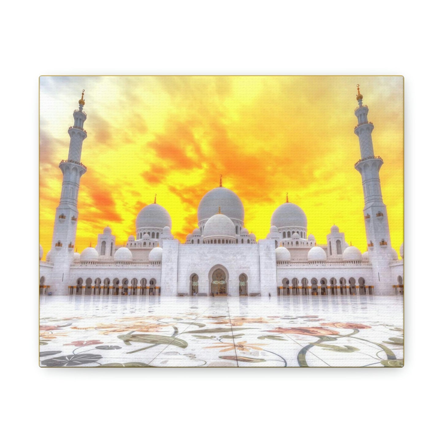 Printed in USA - Canvas Gallery Wraps - Sheikh Zayed Mosque at Night - UAE - Capacity 122,000 - Islam religion - Abu Dhabi UAE - Green Forest Home