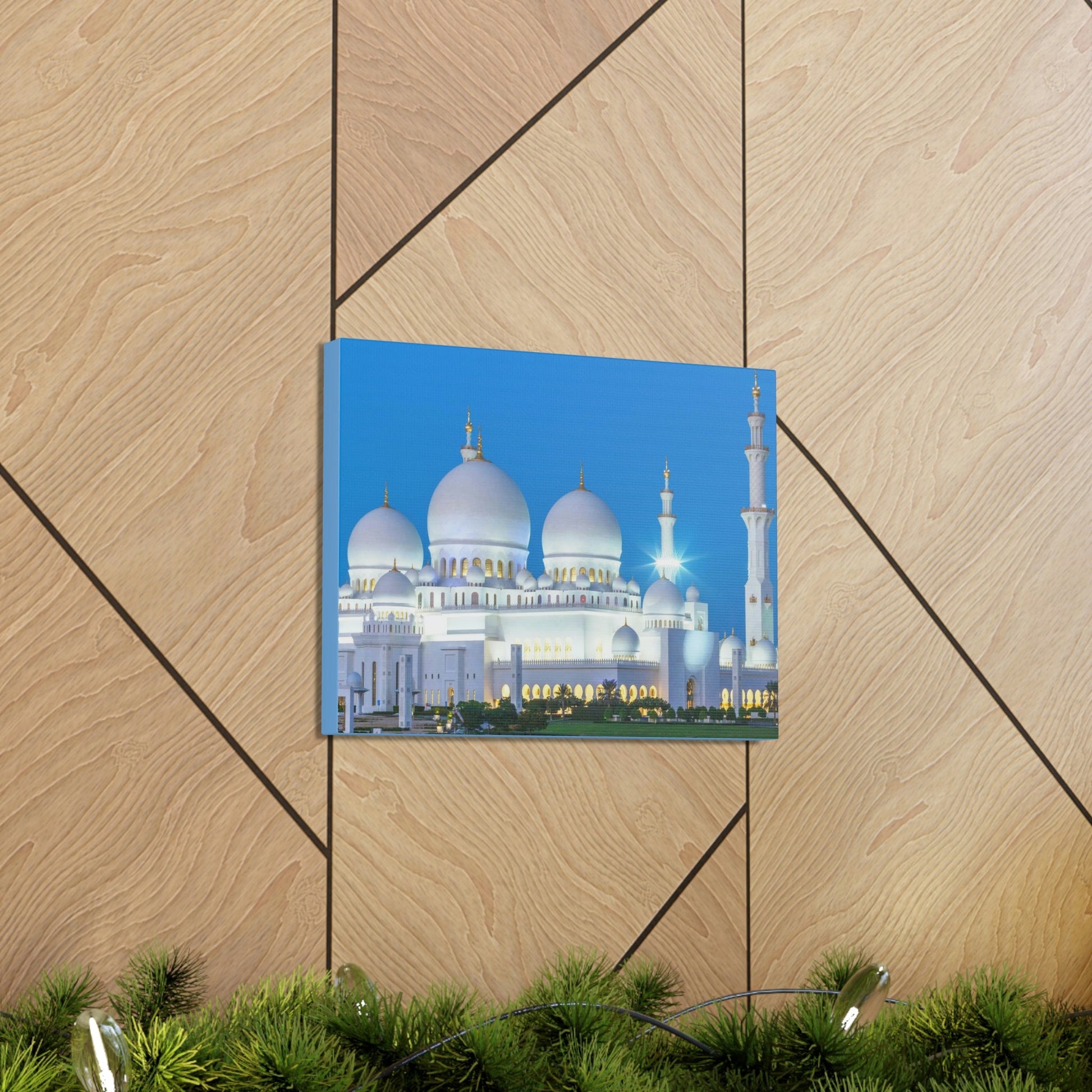 Printed in USA - Canvas Gallery Wraps - Sheikh Zayed Mosque at Night - UAE - Capacity 122,000 - Islam religion - Abu Dhabi UAE - Green Forest Home