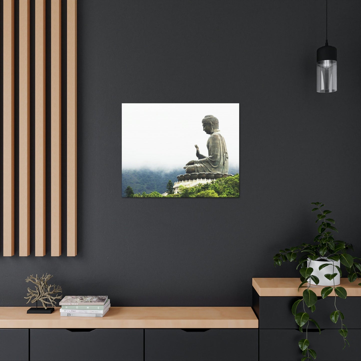 Printed in USA - Canvas Gallery Wraps - The Big Buddha giving Blessings - Hong Kong Lantau Island - China - Buddhism - Green Forest Home