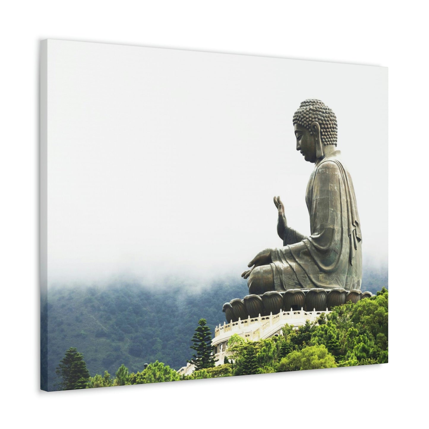 Printed in USA - Canvas Gallery Wraps - The Big Buddha giving Blessings - Hong Kong Lantau Island - China - Buddhism - Green Forest Home