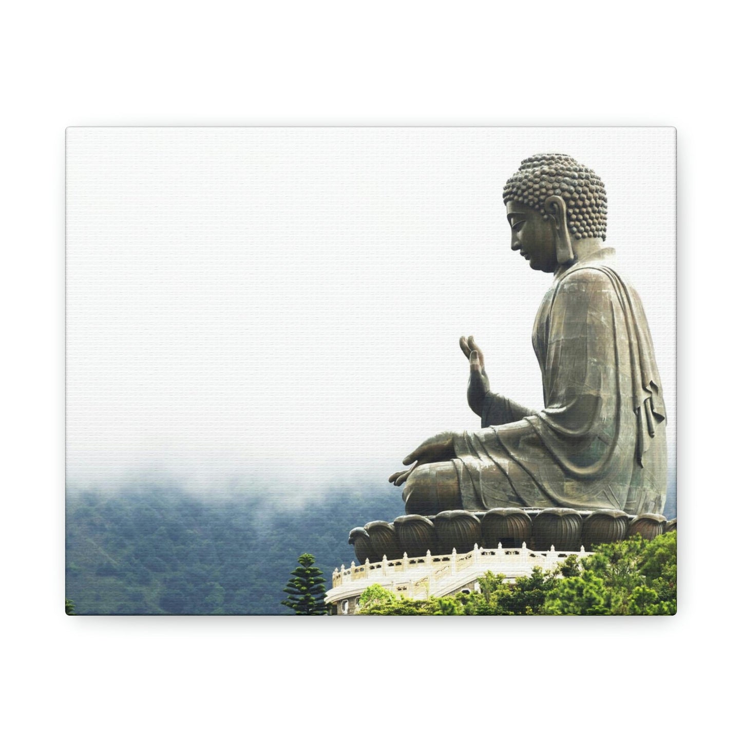 Printed in USA - Canvas Gallery Wraps - The Big Buddha giving Blessings - Hong Kong Lantau Island - China - Buddhism - Green Forest Home