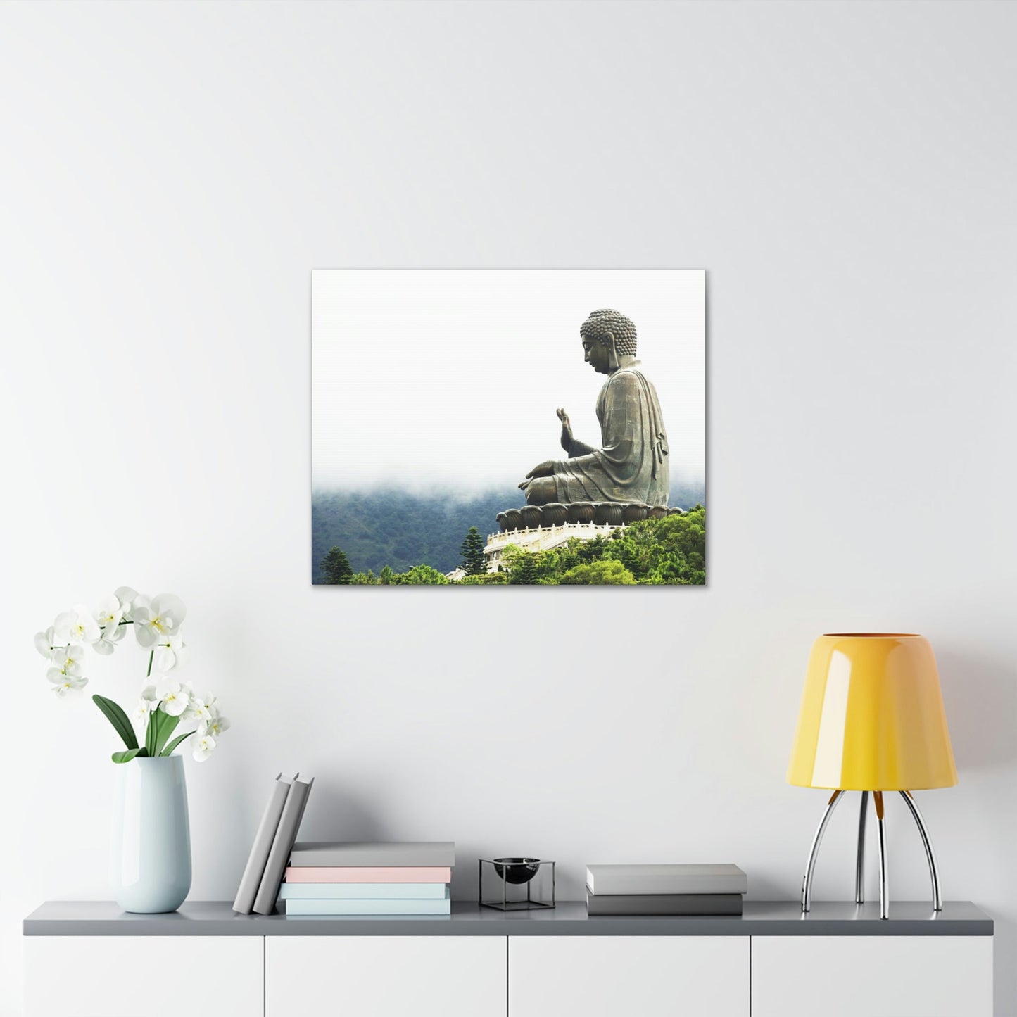 Printed in USA - Canvas Gallery Wraps - The Big Buddha giving Blessings - Hong Kong Lantau Island - China - Buddhism - Green Forest Home