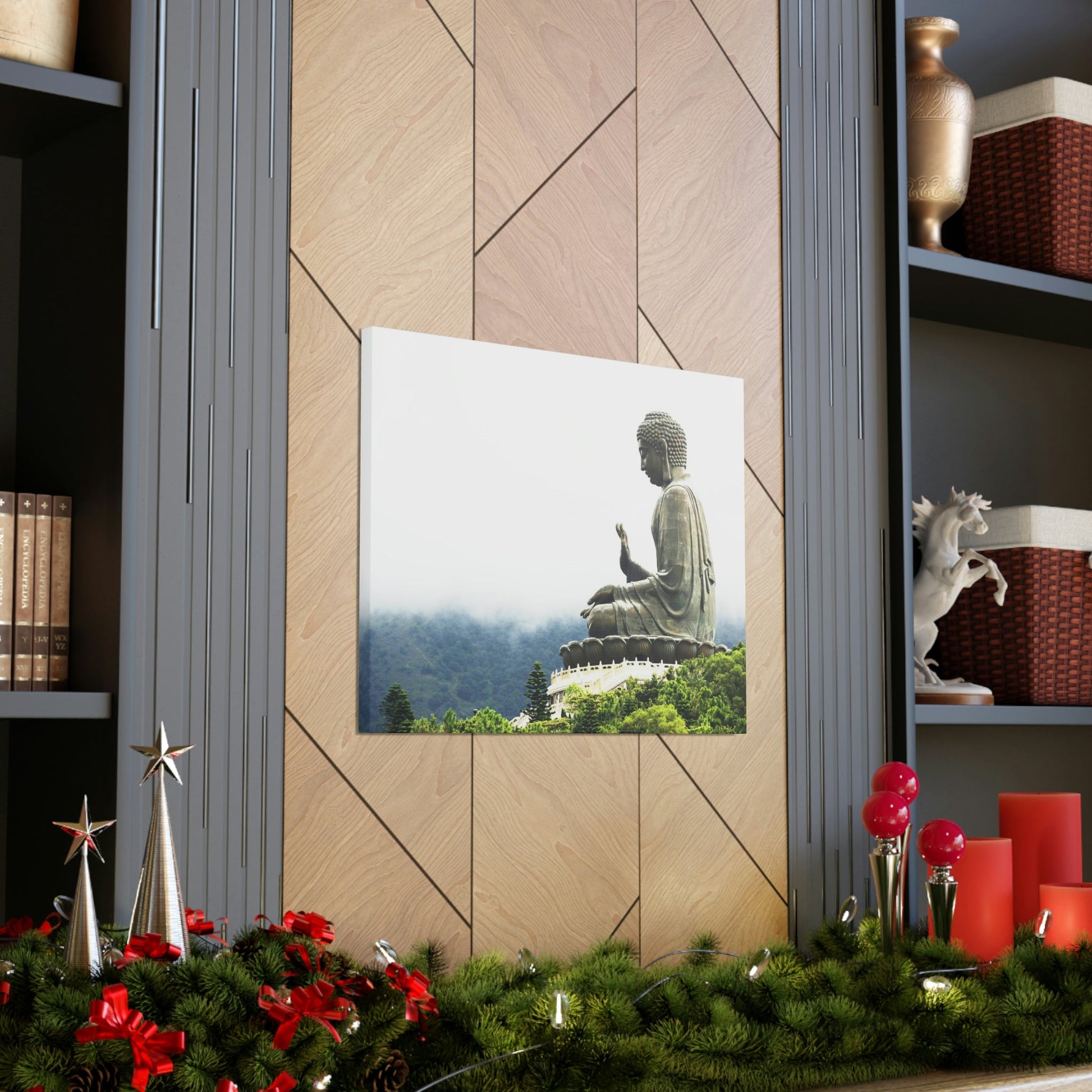 Printed in USA - Canvas Gallery Wraps - The Big Buddha giving Blessings - Hong Kong Lantau Island - China - Buddhism - Green Forest Home