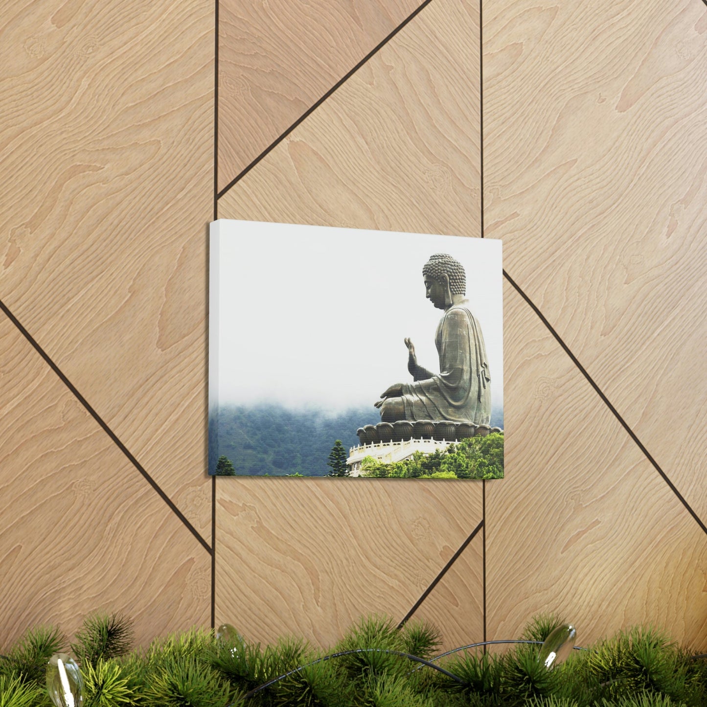 Printed in USA - Canvas Gallery Wraps - The Big Buddha giving Blessings - Hong Kong Lantau Island - China - Buddhism - Green Forest Home