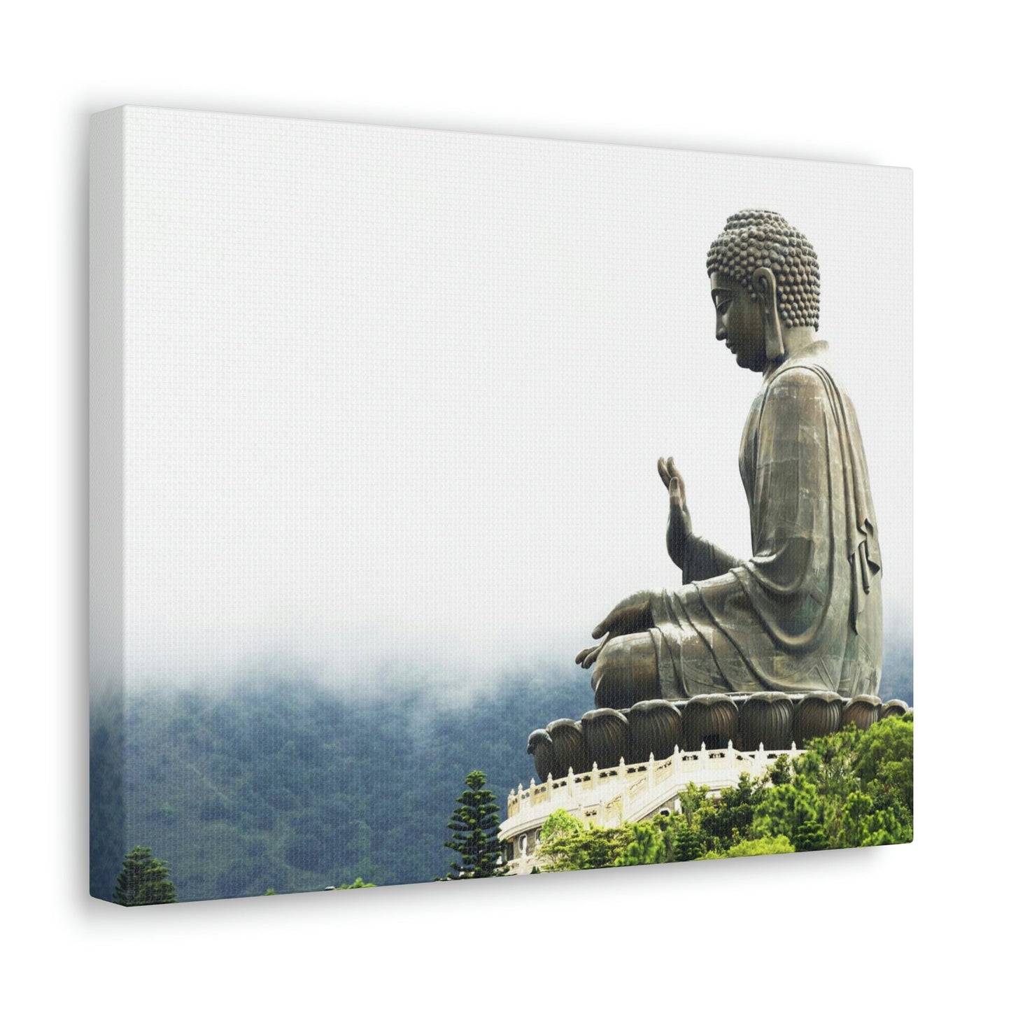 Printed in USA - Canvas Gallery Wraps - The Big Buddha giving Blessings - Hong Kong Lantau Island - China - Buddhism - Green Forest Home