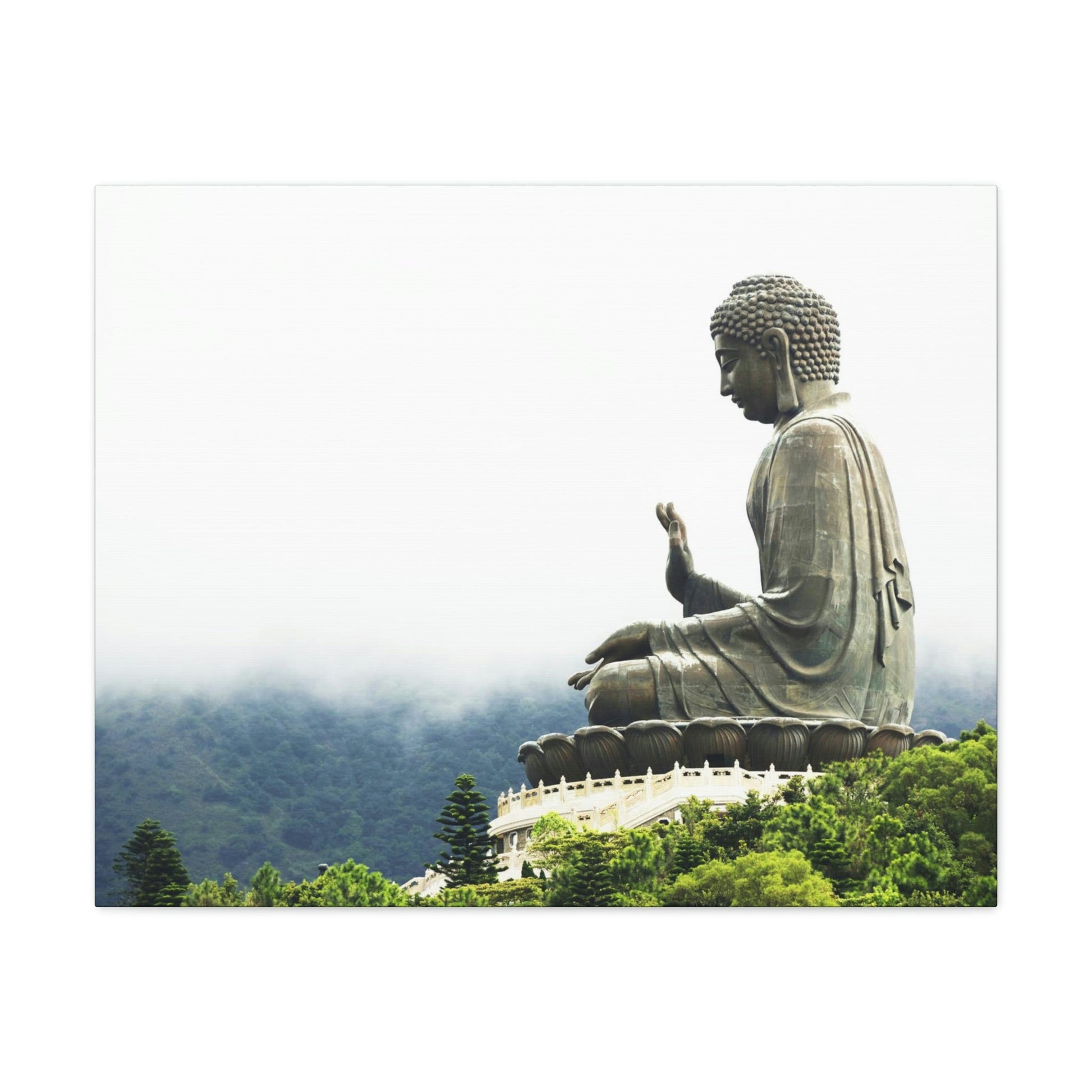 Printed in USA - Canvas Gallery Wraps - The Big Buddha giving Blessings - Hong Kong Lantau Island - China - Buddhism - Green Forest Home