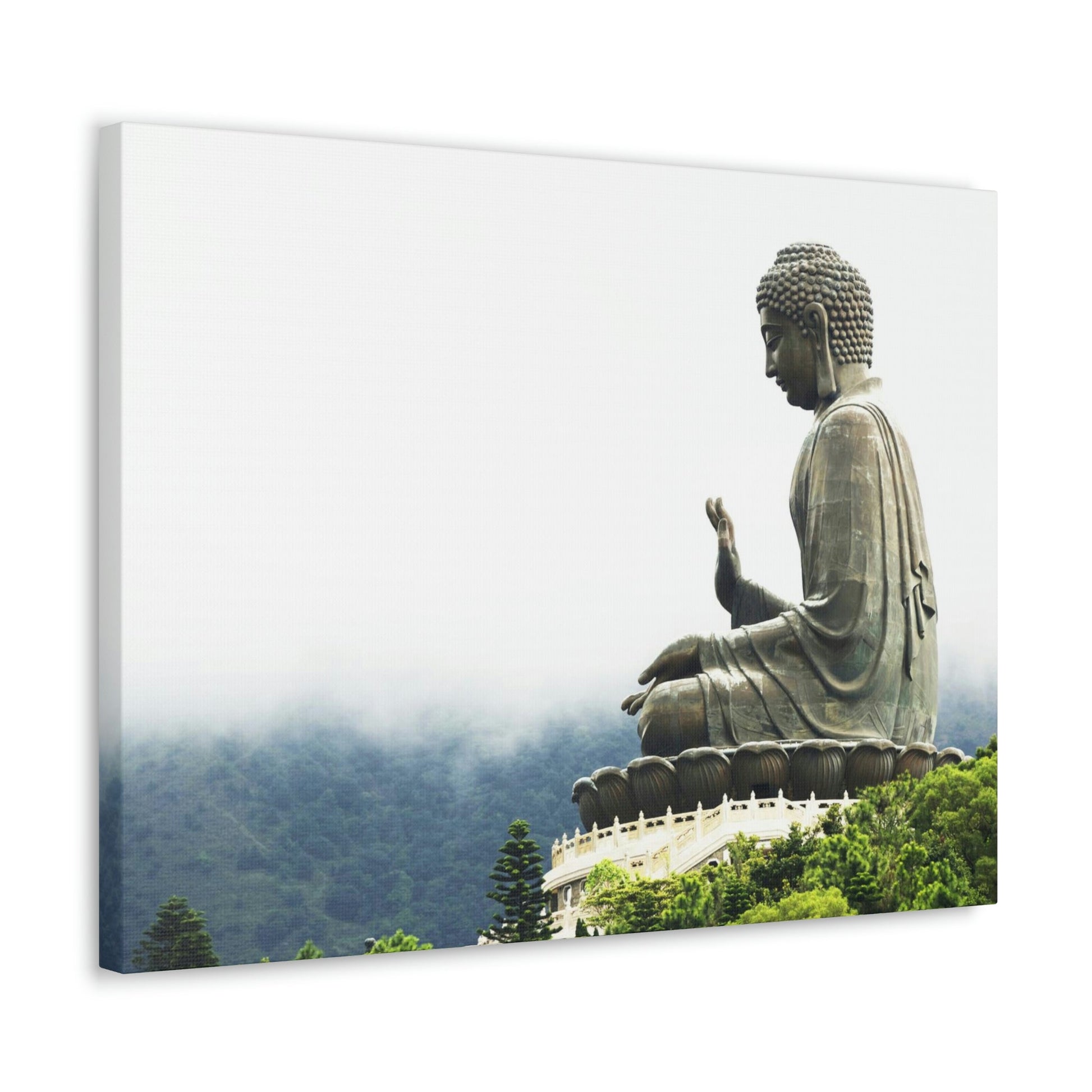 Printed in USA - Canvas Gallery Wraps - The Big Buddha giving Blessings - Hong Kong Lantau Island - China - Buddhism - Green Forest Home