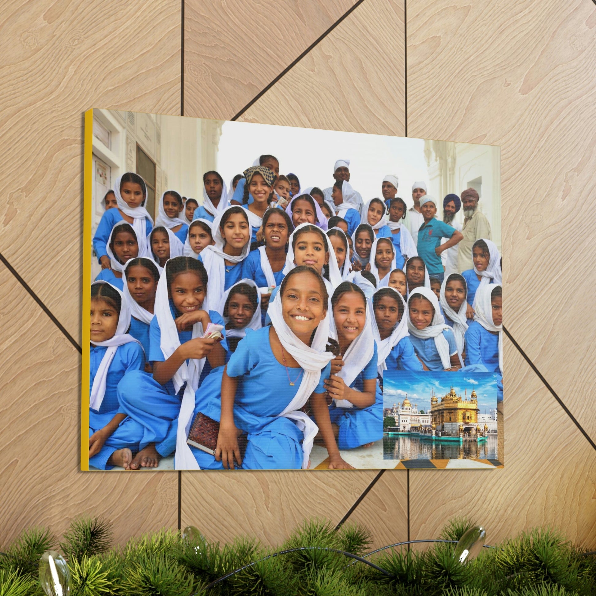 Printed in USA - Canvas Gallery Wraps - The Golden Temple School in Amritsar, Punjab - India - Sikhsm - Green Forest Home